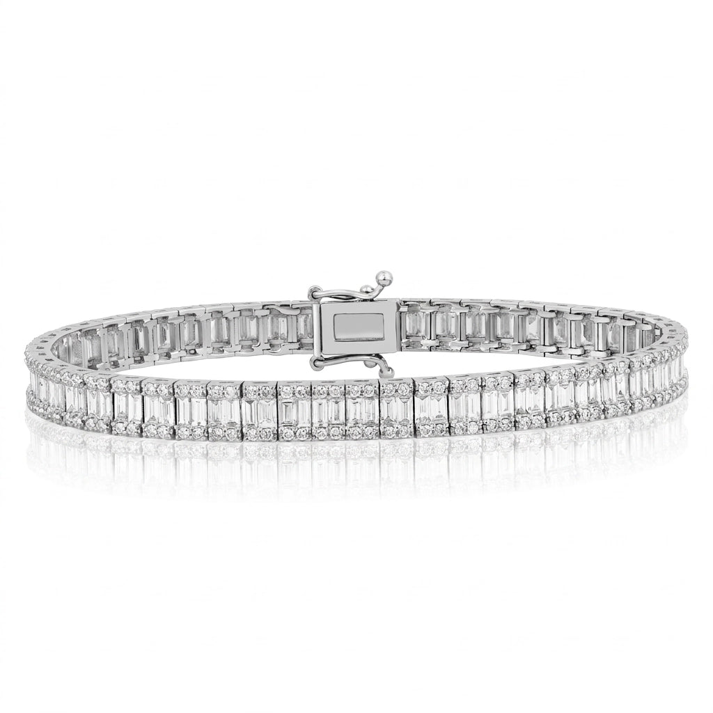 5,05 Karat F Renk Baget Su Yolu Pırlanta Bileklik, F Renk SI - Venta Jewelry

