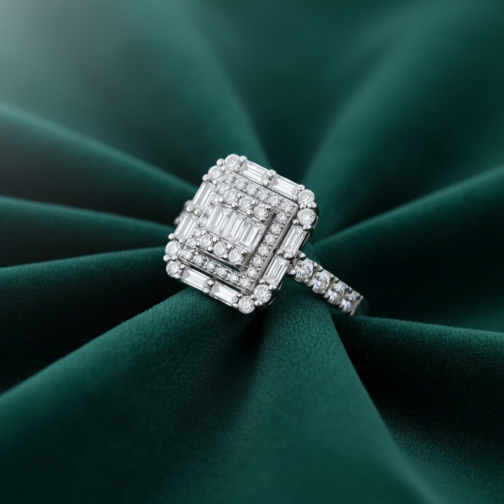 0,99 Karat Tasarım Baget Pırlanta Yüzük