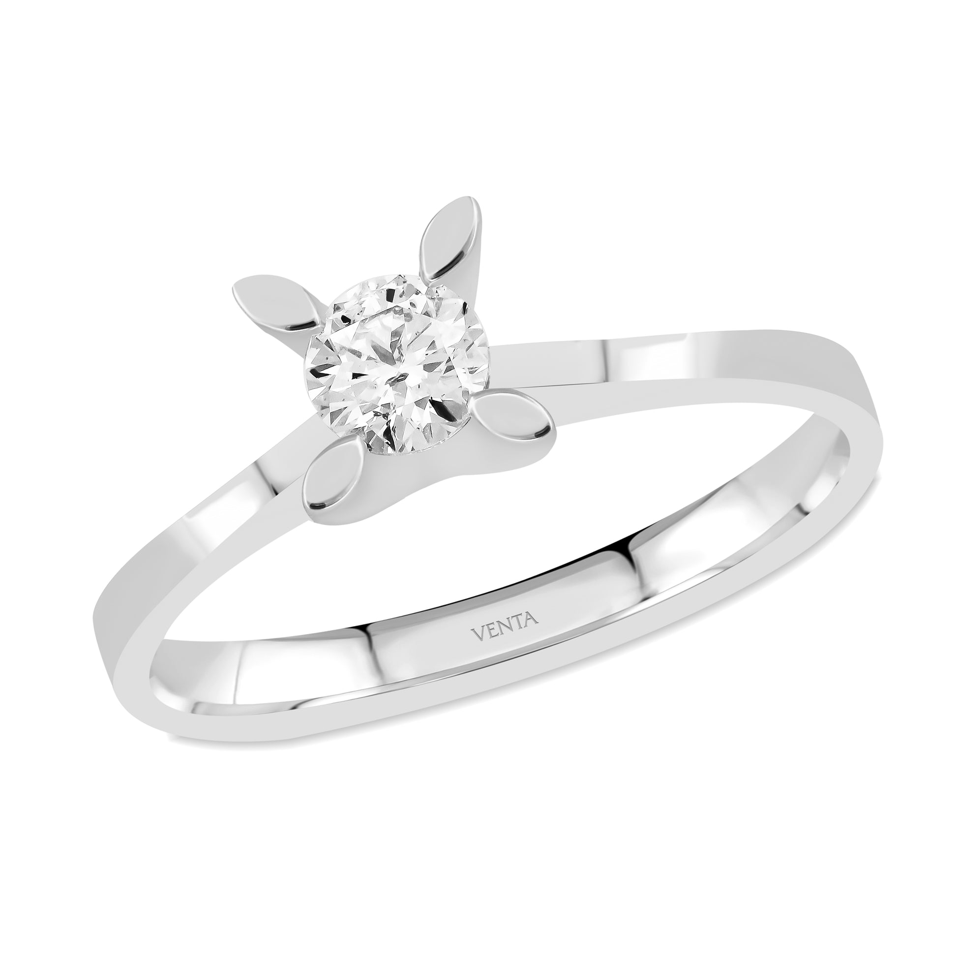 HRD Sertifikalı 0,30 Karat Tektaş Pırlanta Yüzük "Badem"