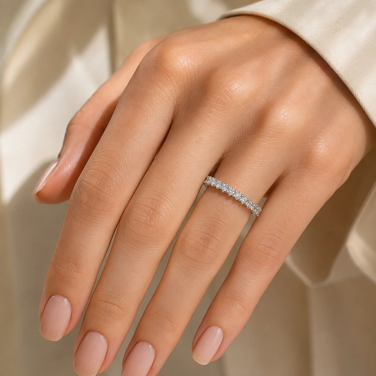 0,40 Karat Yarımtur Pırlanta Yüzük, F Renk SI - Venta Jewelry
