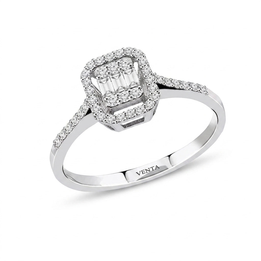 0,40 Karat Baget Pırlanta Yüzük "Efza", F Renk SI - Venta Jewelry