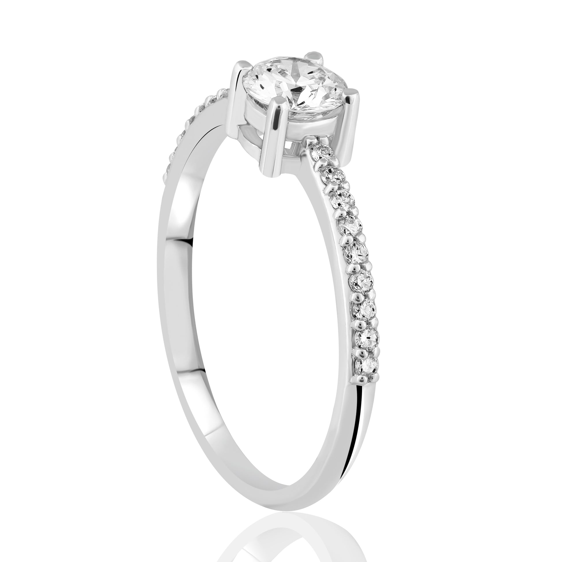 HRD Sertifikalı 0,55 Karat Kolu Taşlı Tektaş Pırlanta Yüzük