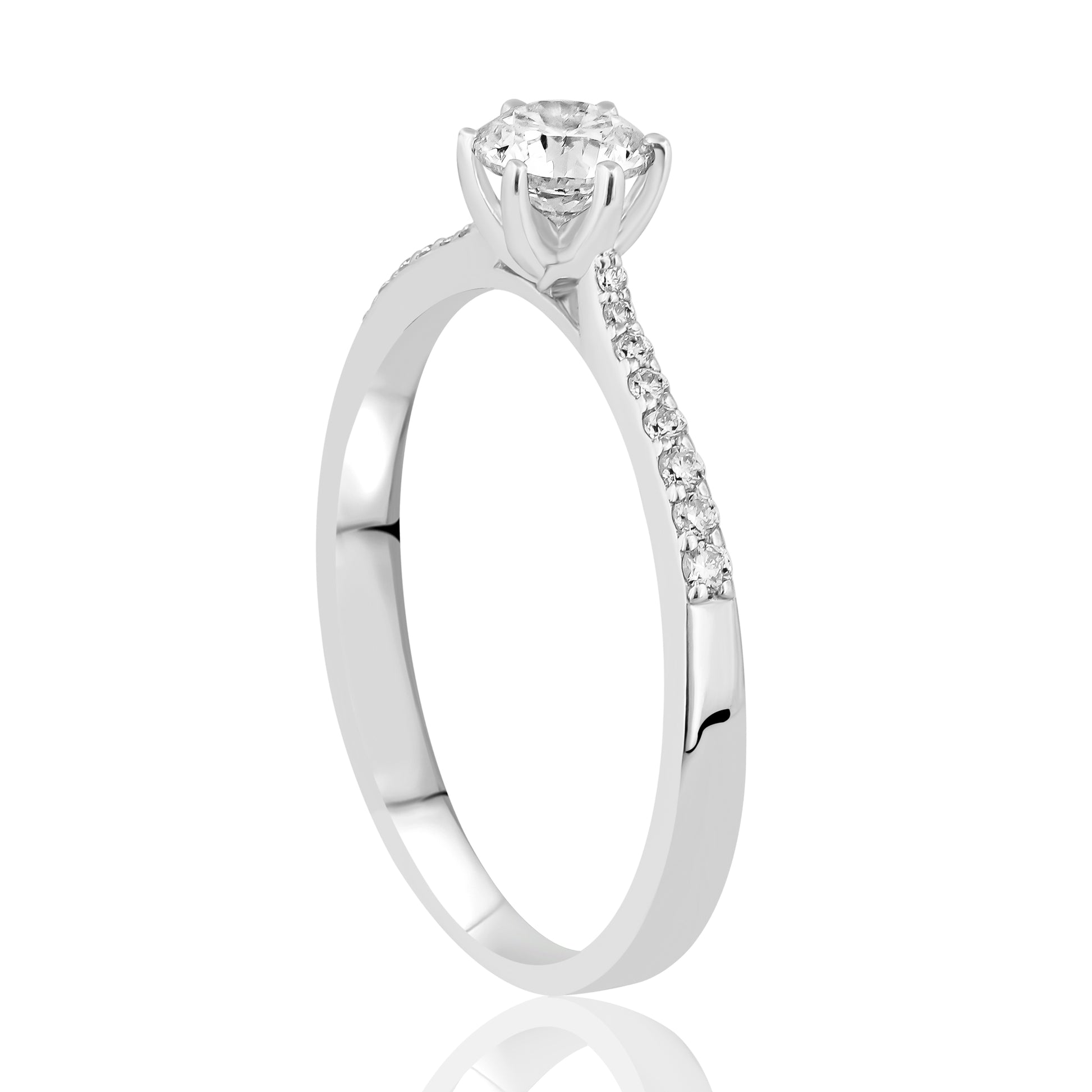 HRD Sertifikalı 0,50 Karat Kolu Taşlı Tektaş Pırlanta Yüzük