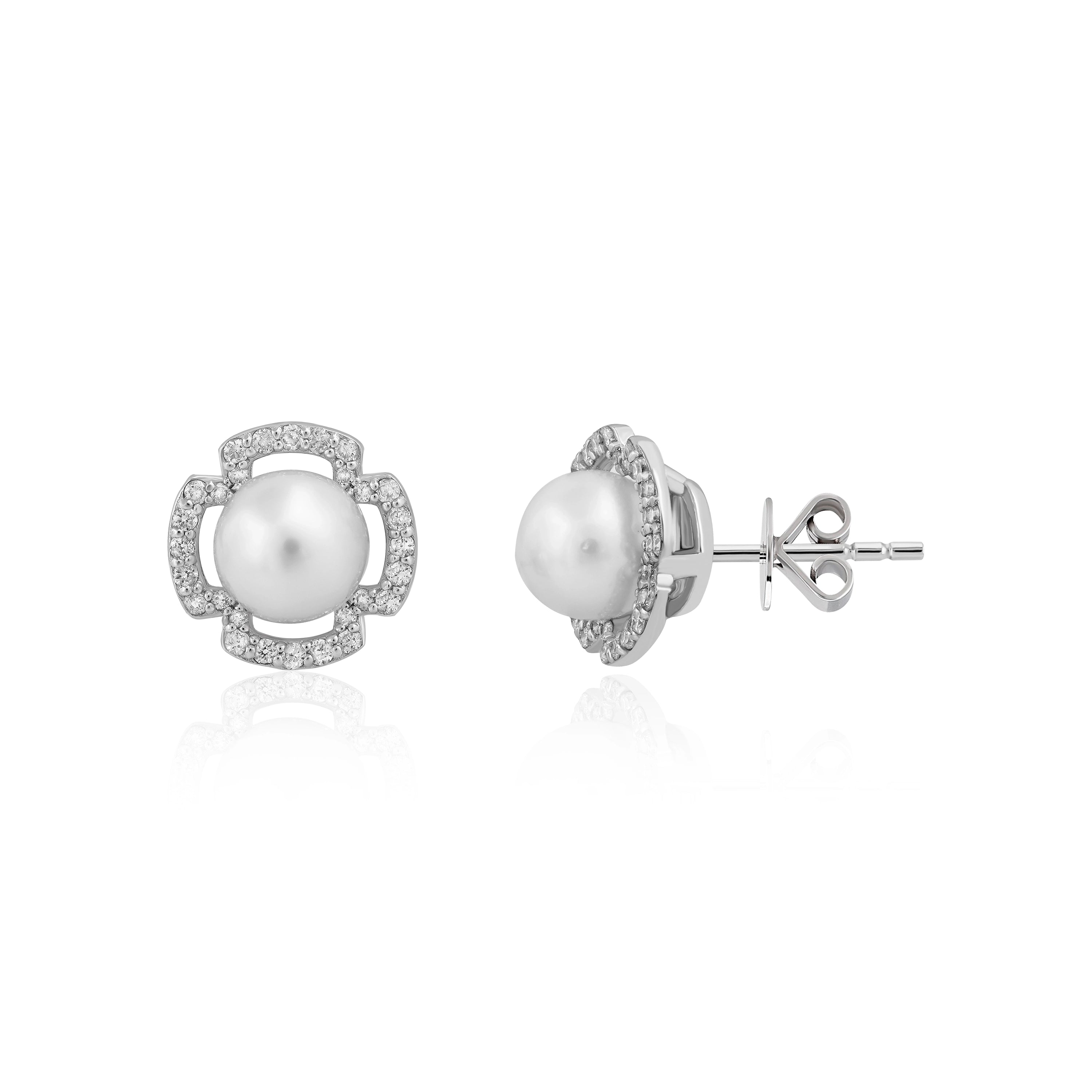 0,23 Karat İncili Pırlantalı Küpe - Venta Jewelry