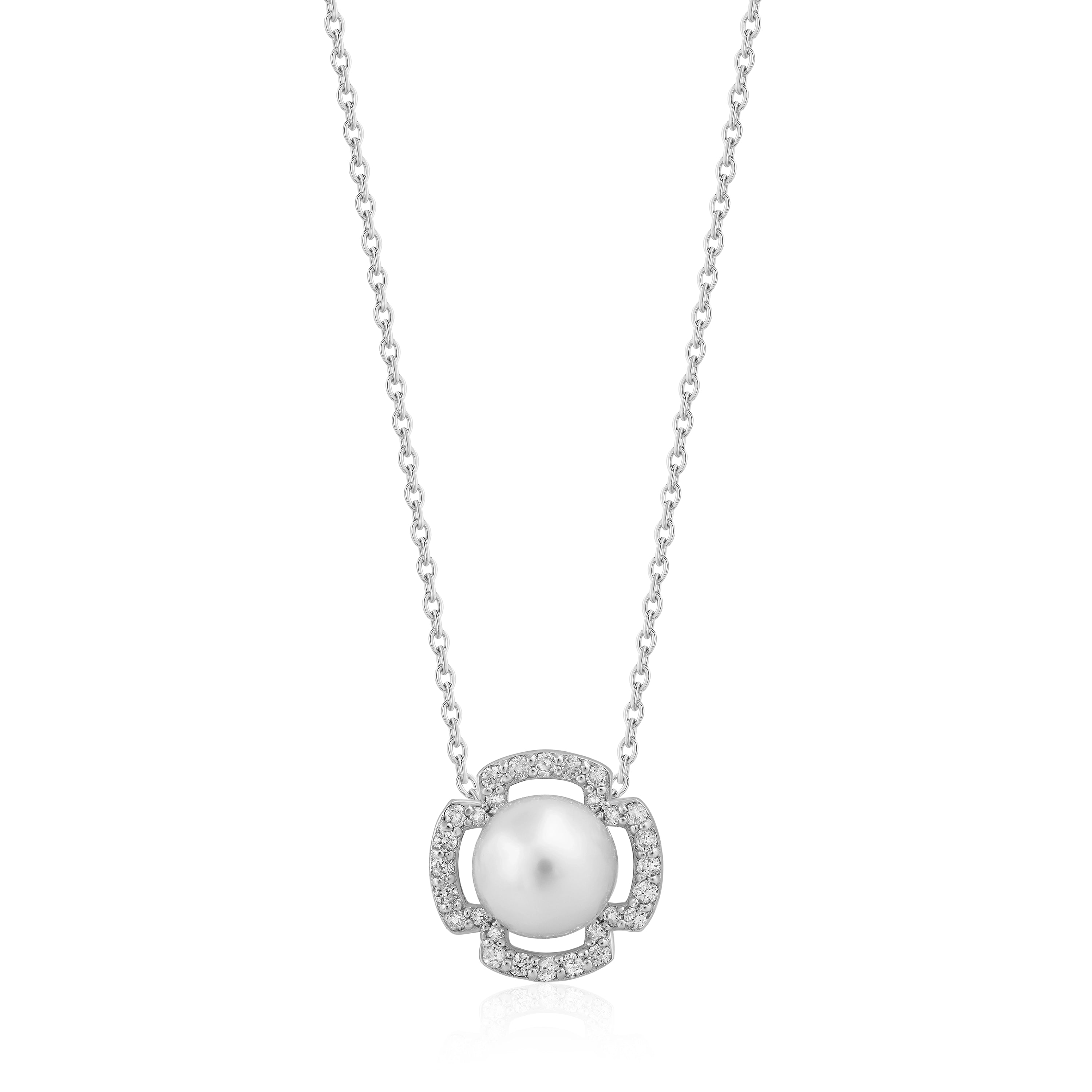 0,12 Karat İncili Pırlantalı Kolye - Venta Jewelry