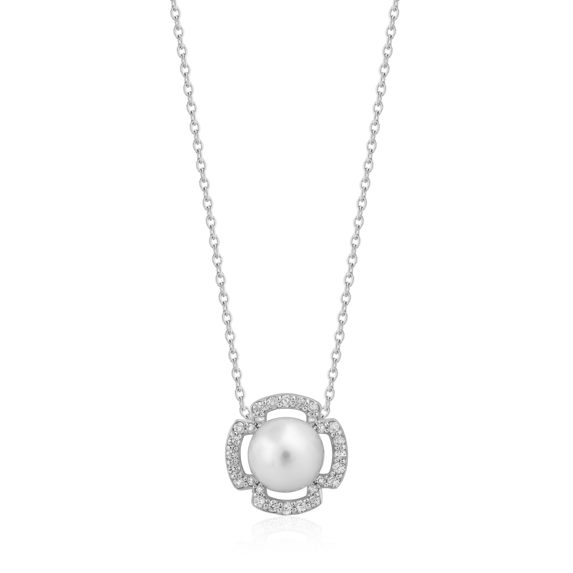 0,12 Karat İncili Pırlantalı Kolye - Venta Jewelry