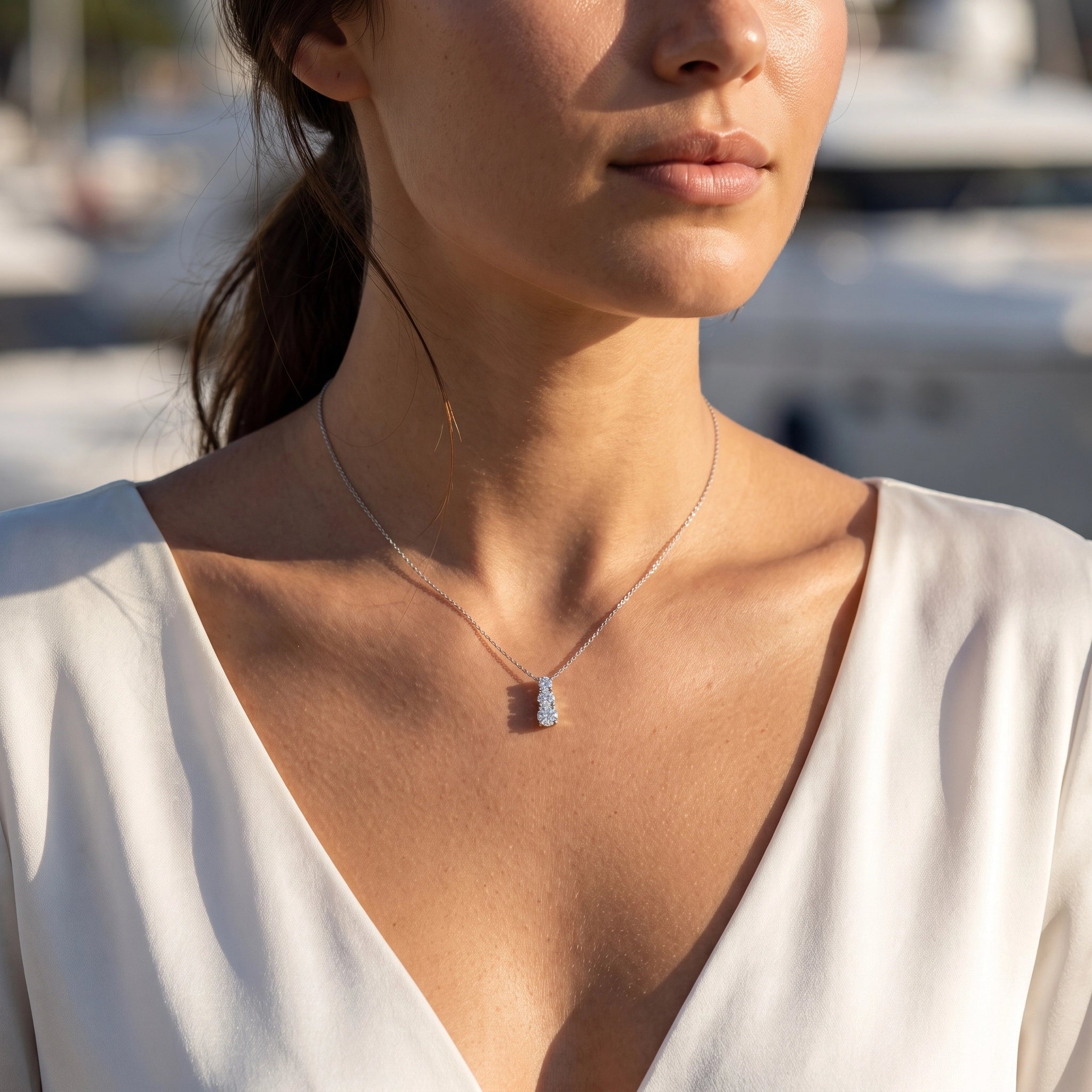 0,95 Karat F Renk Tasarım Pırlanta Kolye, F Renk SI - Venta Jewelry