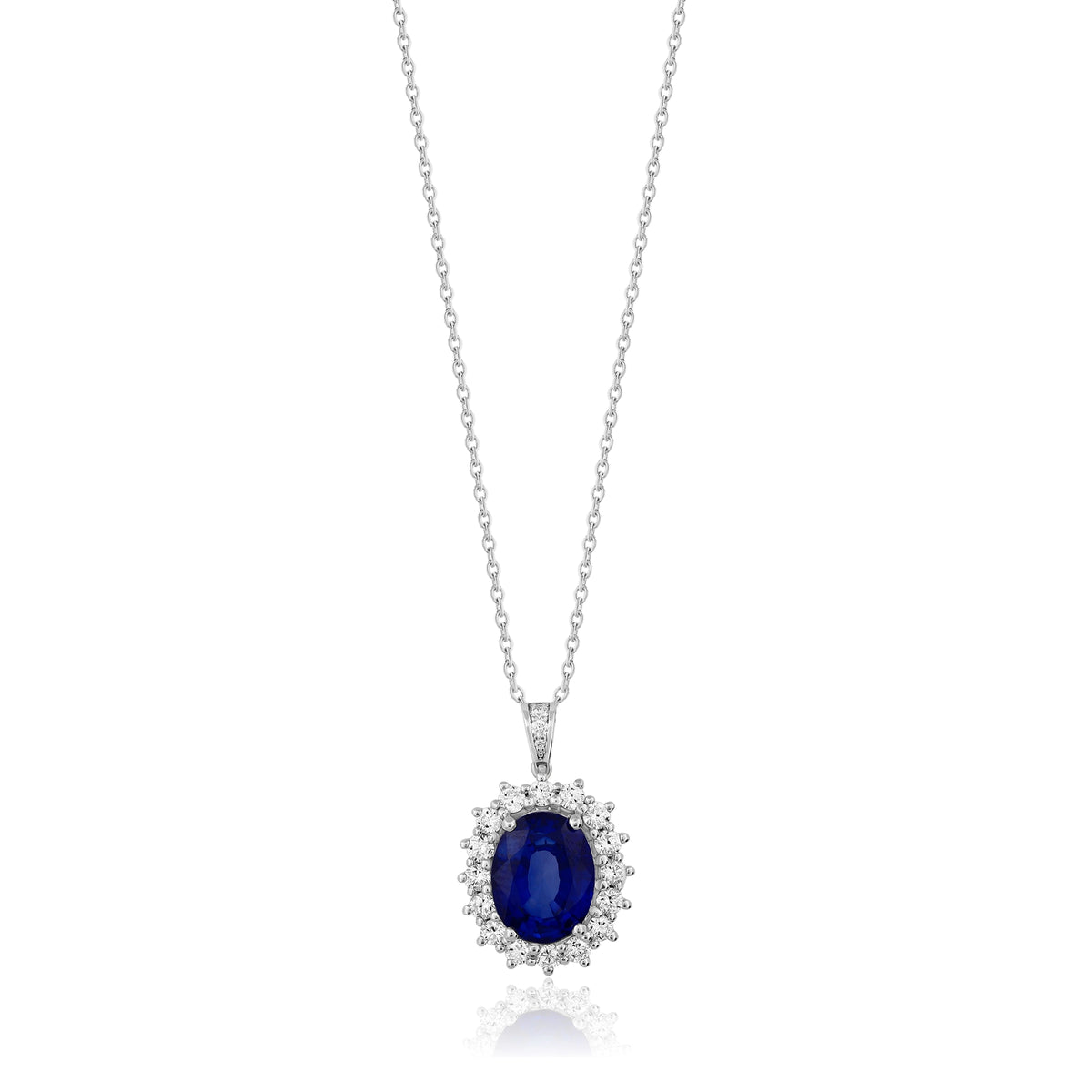 2,86 Karat Pırlantalı Safir Kolye, F Renk SI - Venta Jewelry
