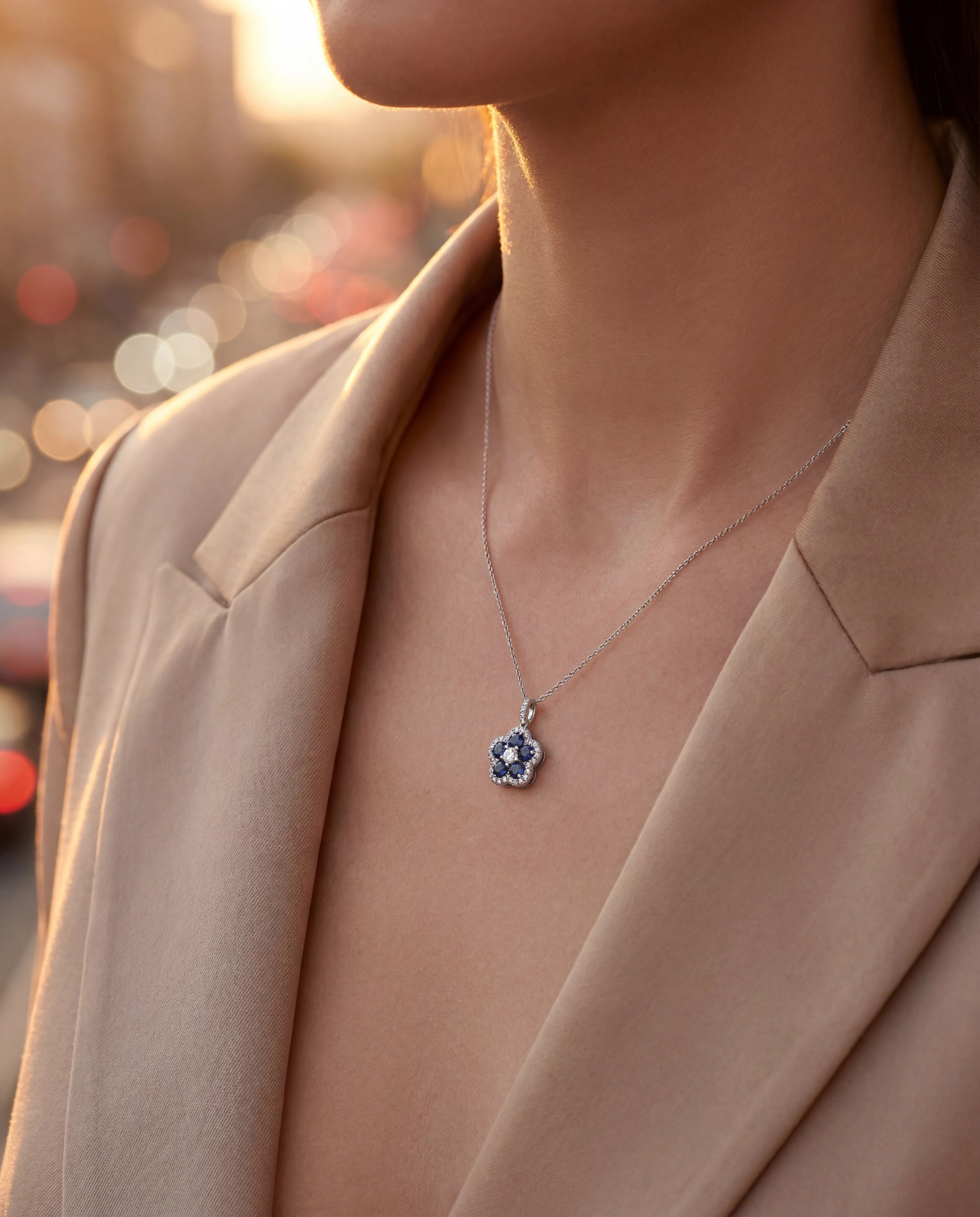 1,66 Karat Pırlantalı Safir Kolye