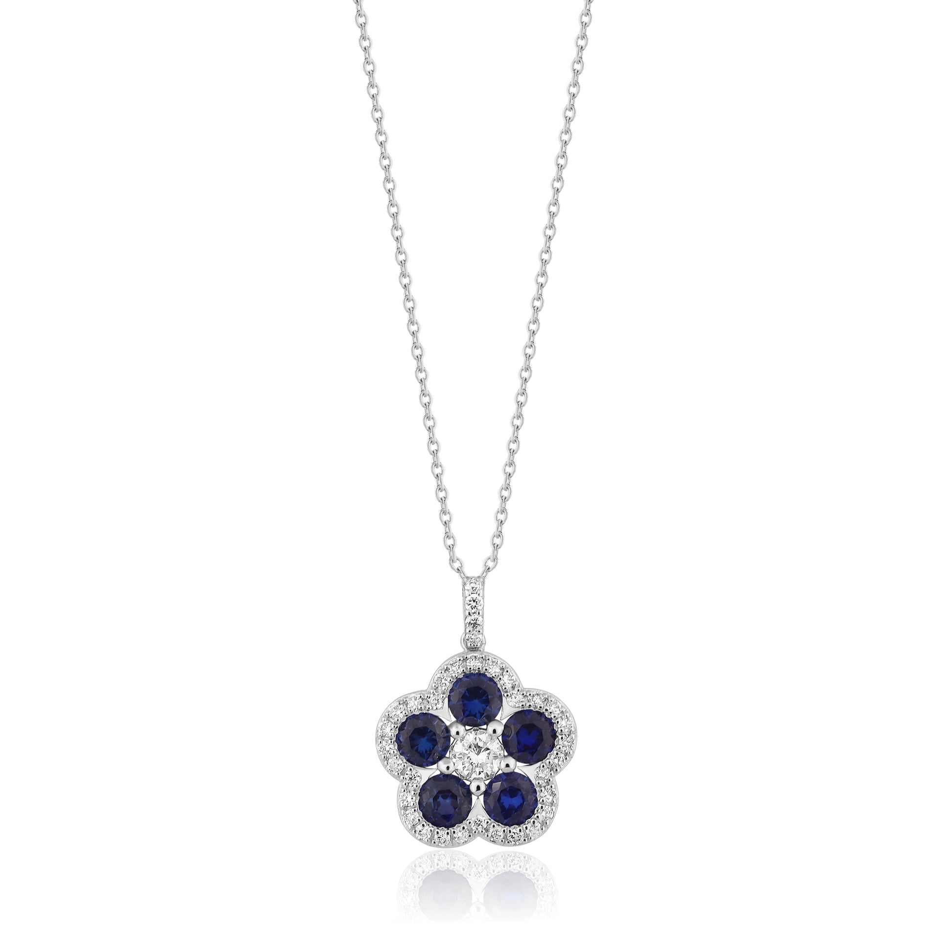 1.88 Carat Diamond Sapphire Necklace