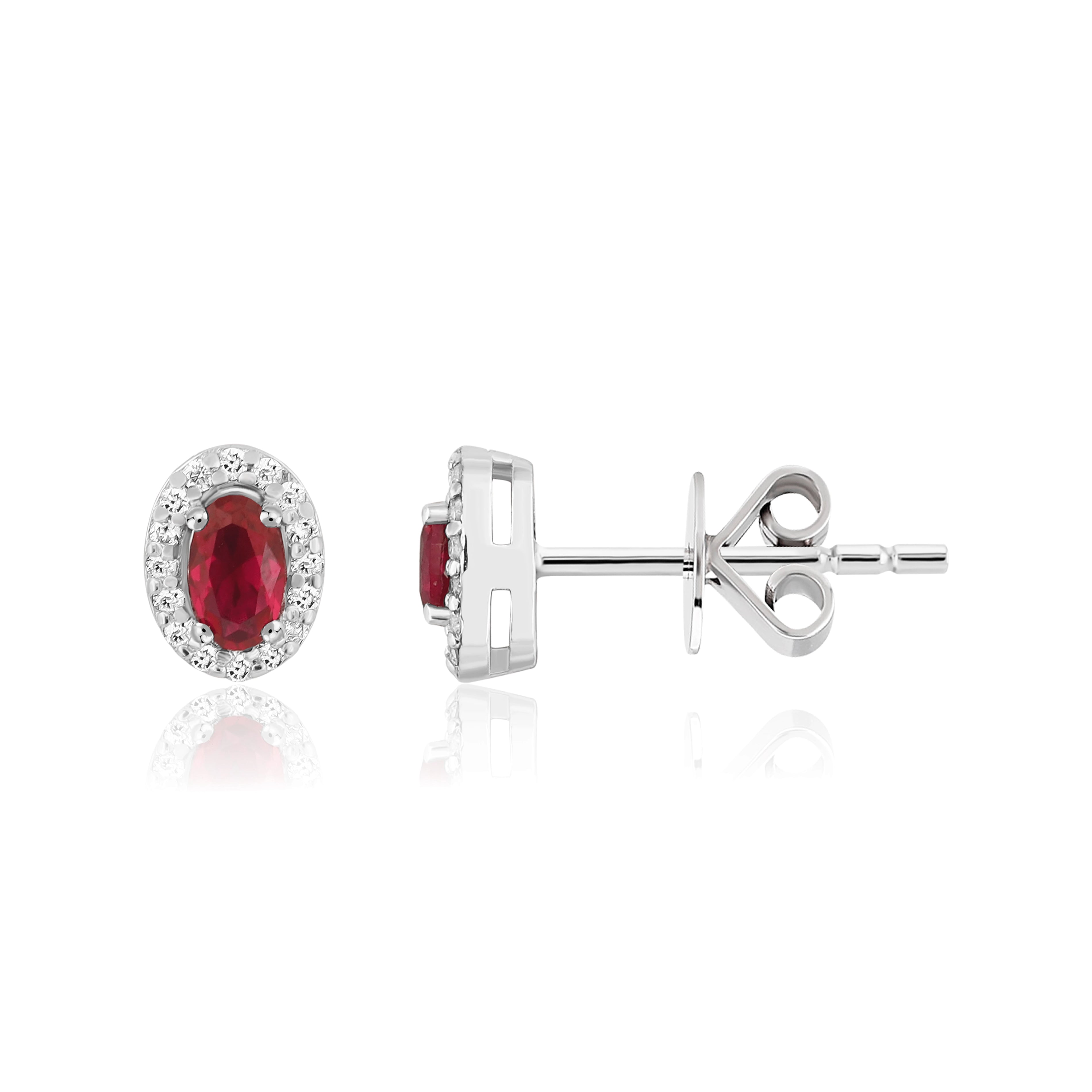 0,19 Karat Pırlantalı Yakut Küpe - Venta Jewelry