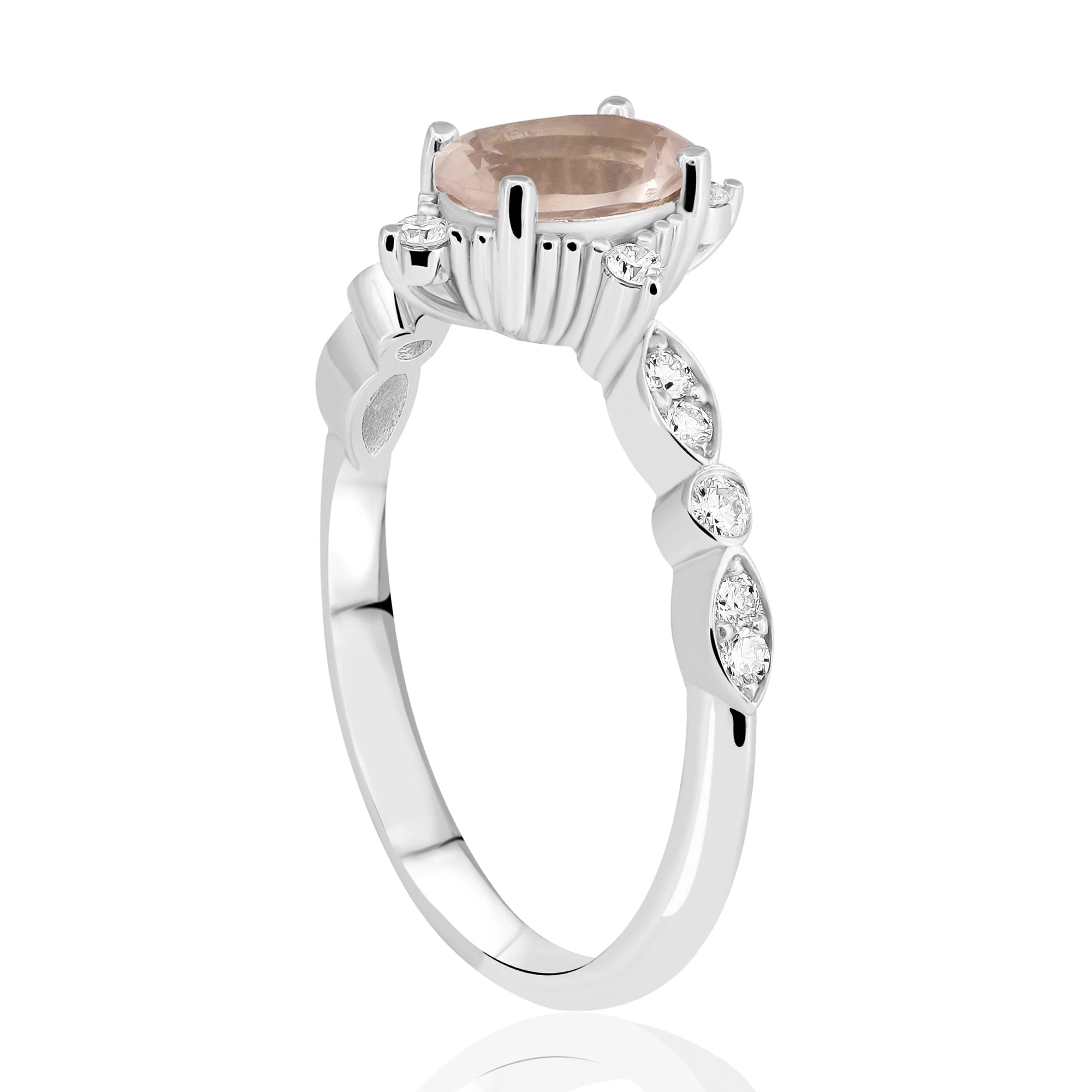 0,84 Karat Pırlantalı Morganit Yüzük, F Renk SI - Venta Jewelry