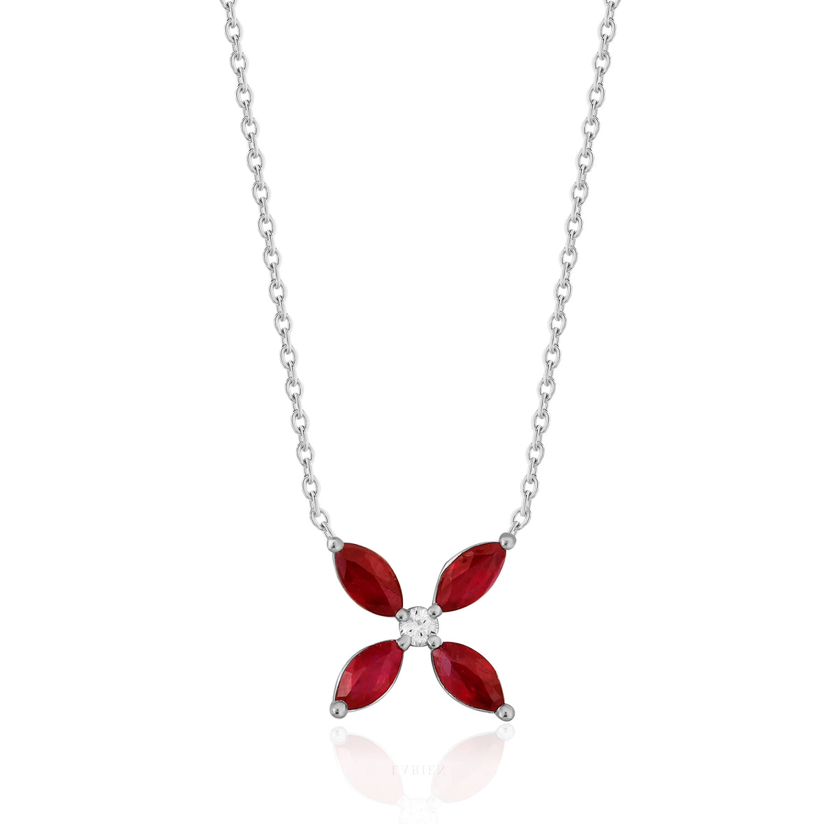 0,33 Karat Pırlantalı Yakut Kolye, F Renk SI - Venta Jewelry
