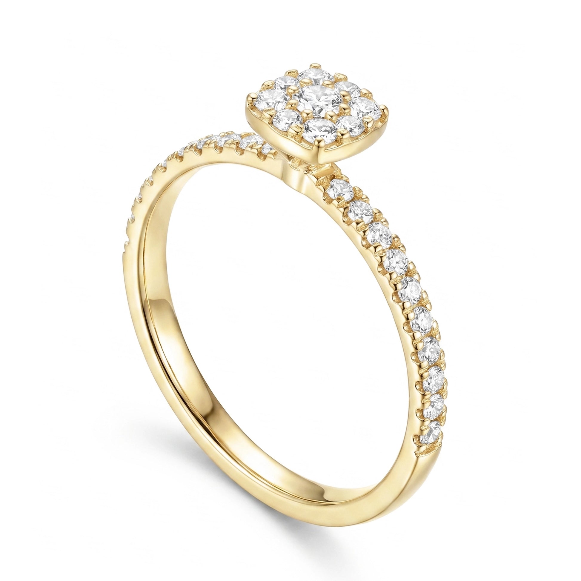 0,33 Karat Tasarım Coronet Pırlanta Yüzük, F Renk SI - Venta Jewelry
