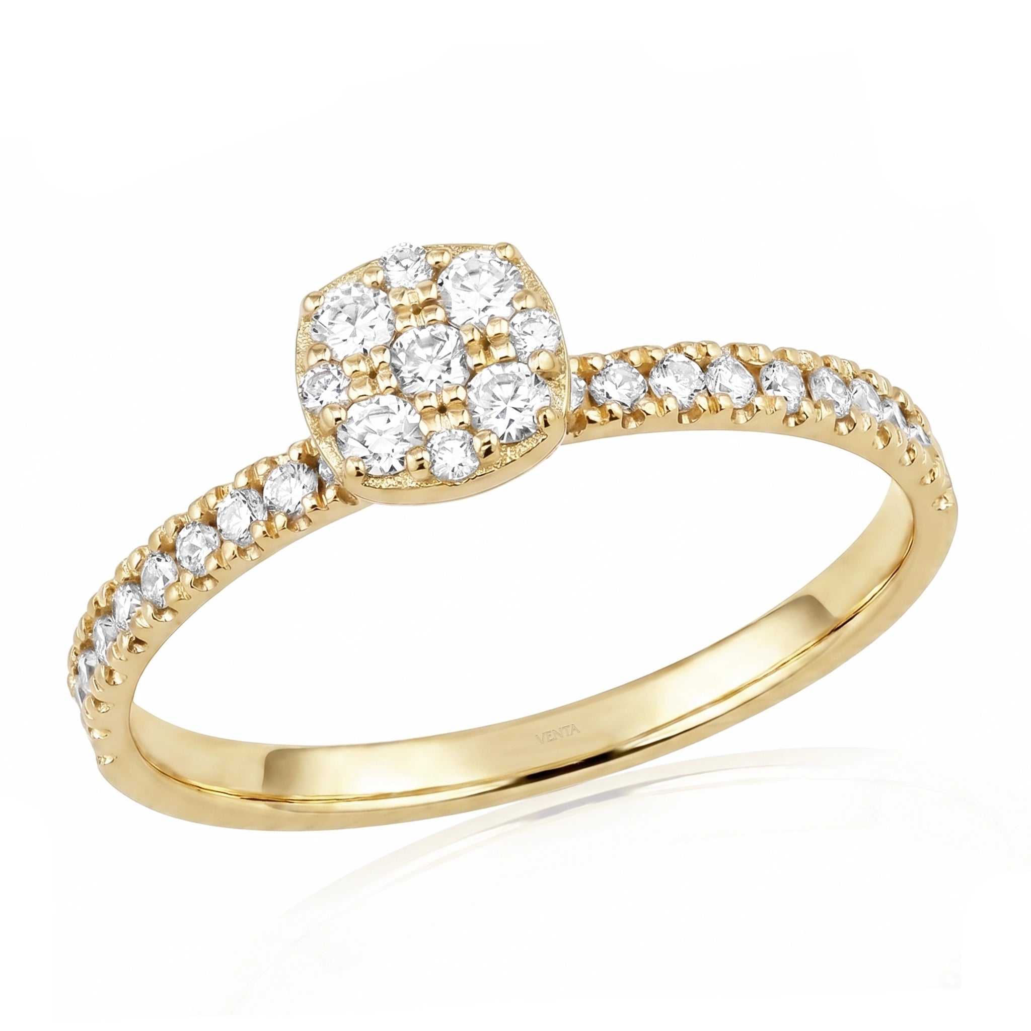 0,33 Karat Tasarım Coronet Pırlanta Yüzük, F Renk SI - Venta Jewelry
