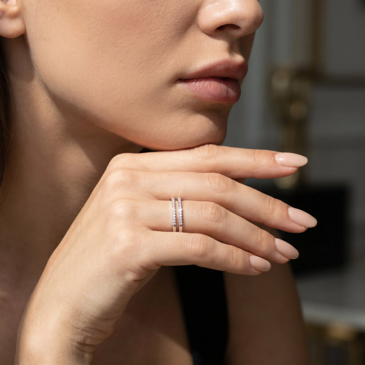 0,11 Karat F Renk Yarımtur Pırlanta Yüzük, F Renk SI - Venta Jewelry
