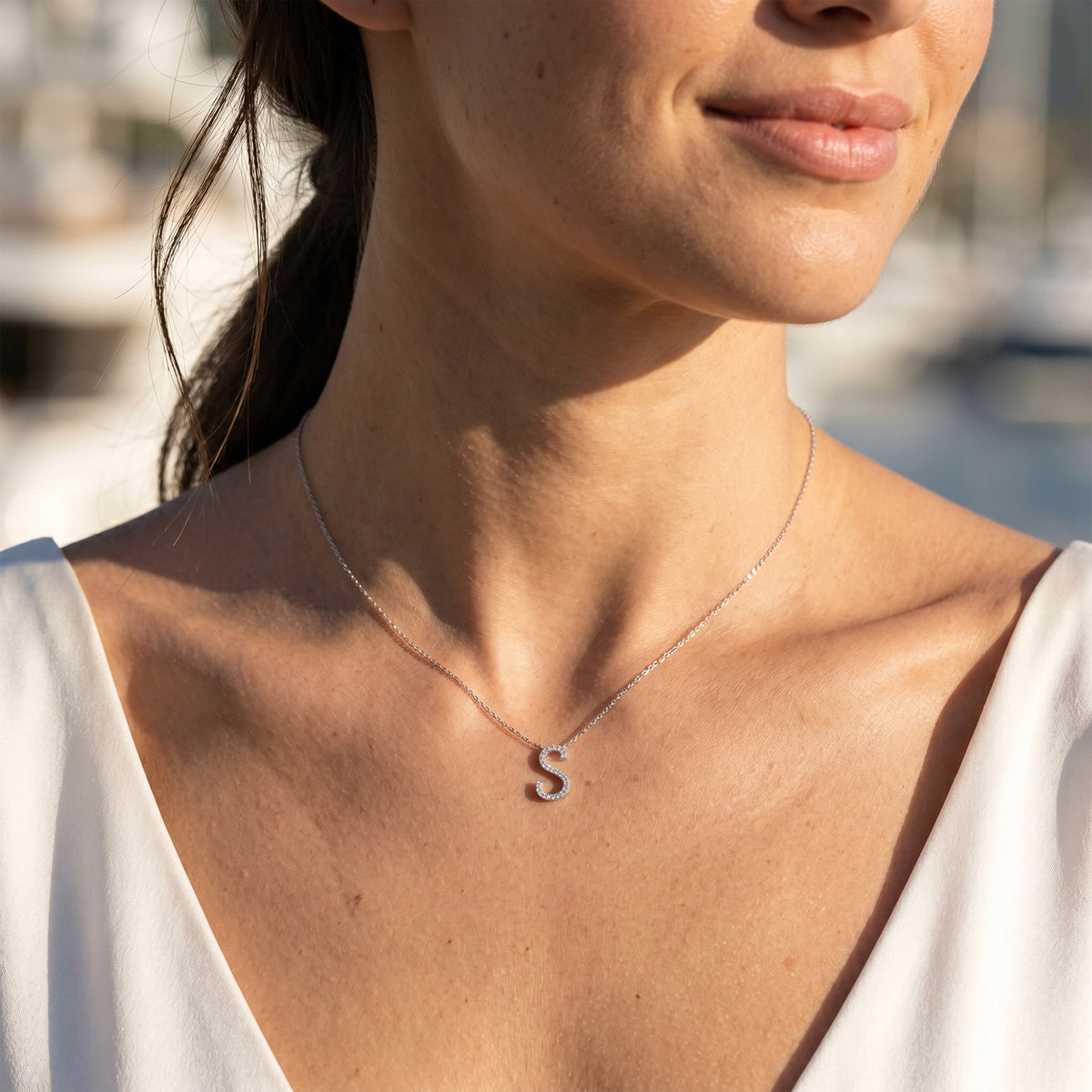 0.19 Carat Diamond Letter Necklace "M"
