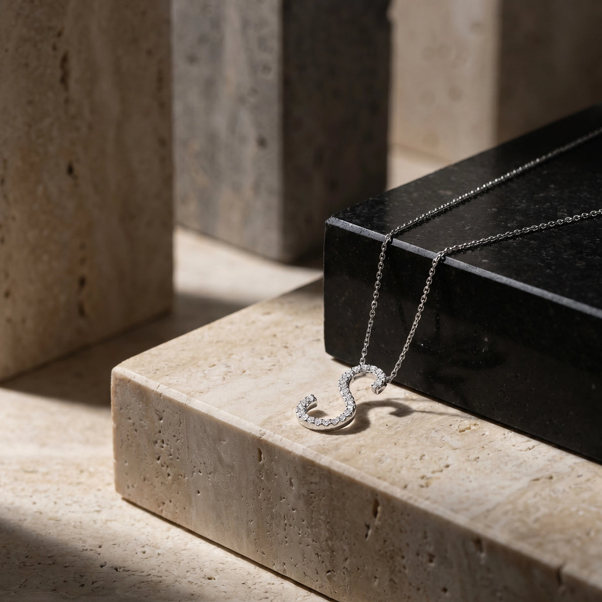 0.19 Carat Diamond Letter Necklace "M"
