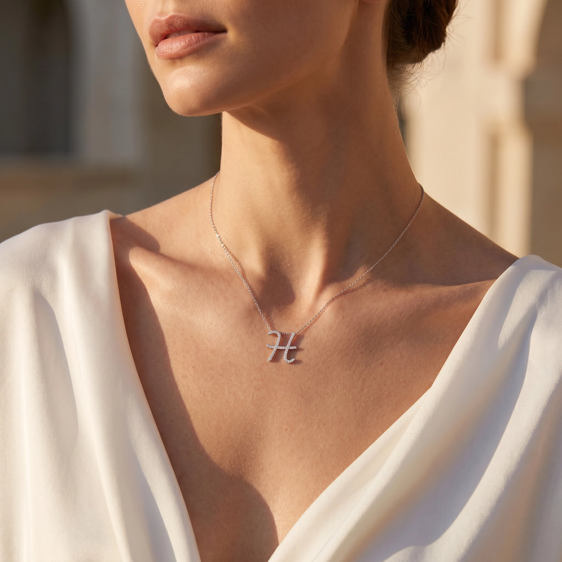 0.19 Carat Diamond Letter Necklace "M"