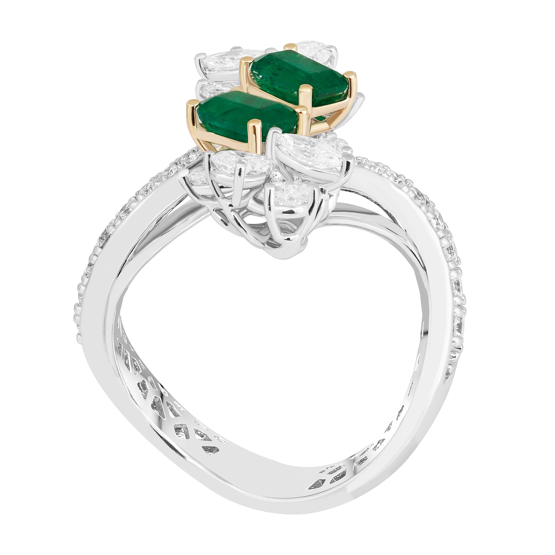 0.98 Carat Diamond and Emerald Ring "Jade"