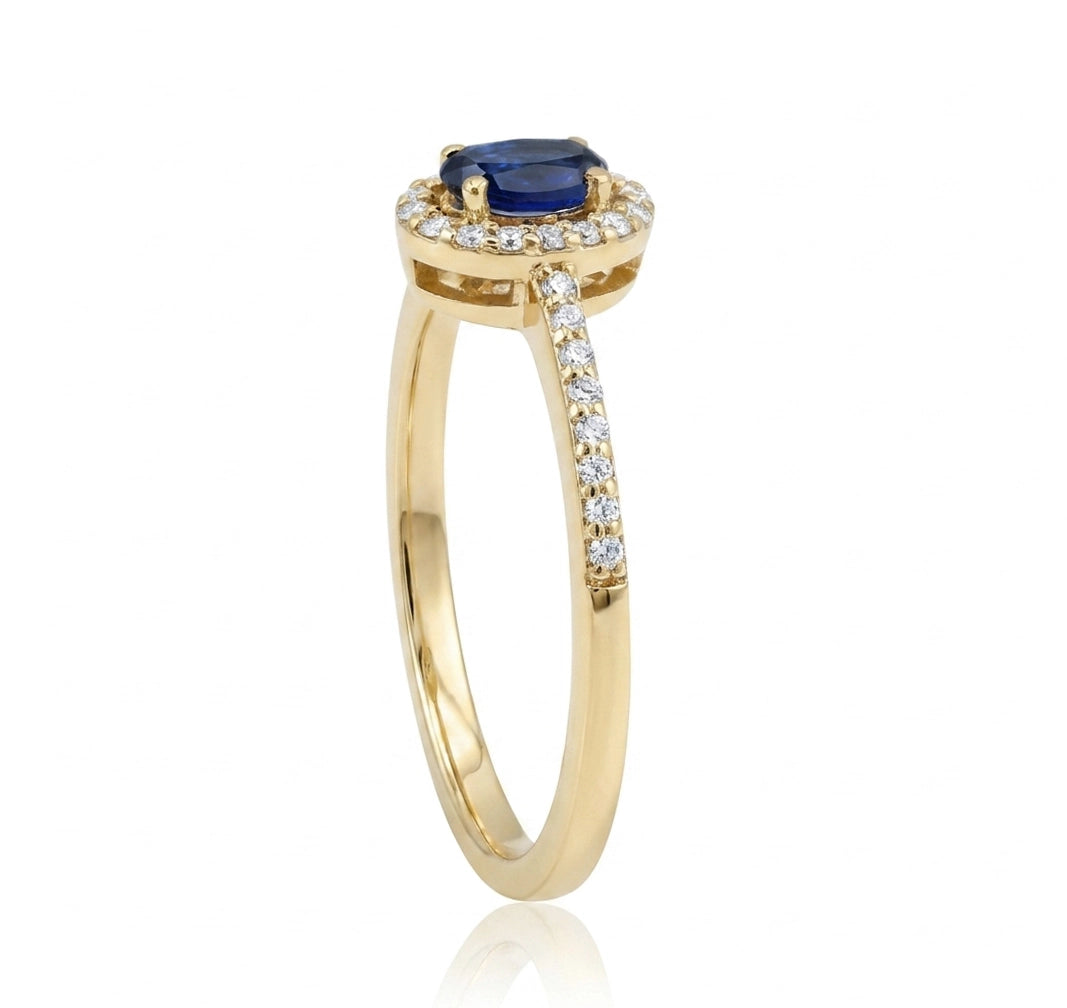 0,44 Karat Pırlantalı Safir Yüzük, F Renk SI - Venta Jewelry

