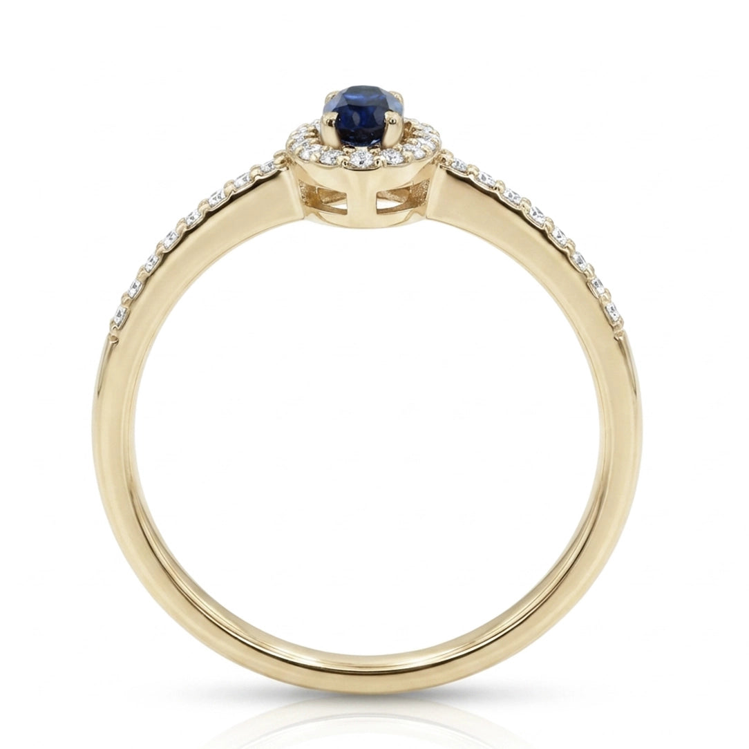 0,44 Karat Pırlantalı Safir Yüzük, F Renk SI - Venta Jewelry
