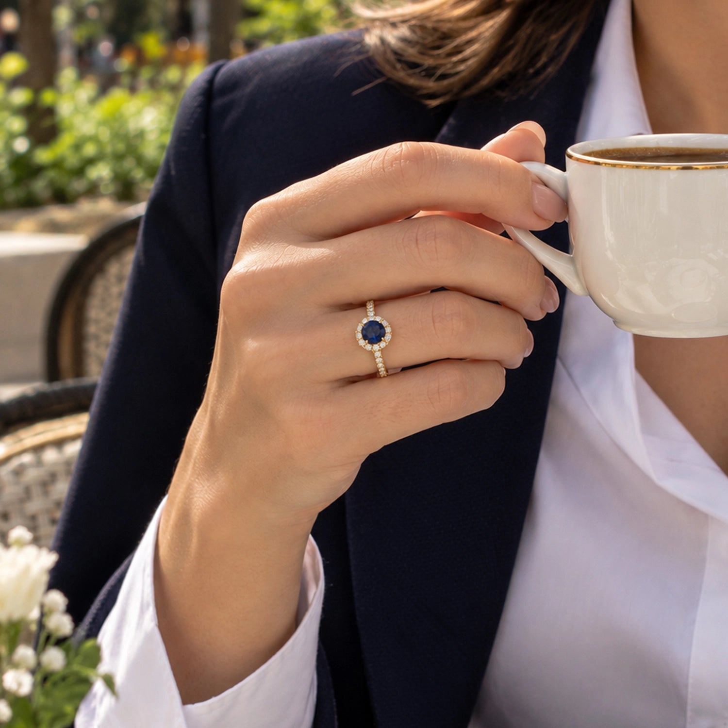 1,10 Karat Renkli Taşlı Safir Pırlantalı Yüzük
