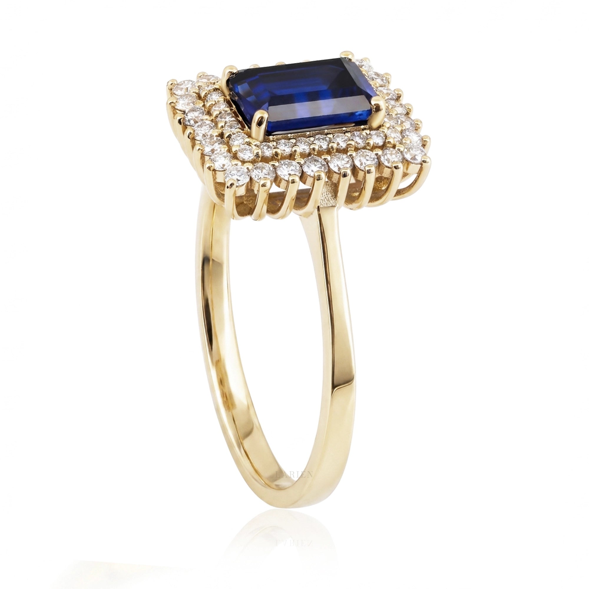 1,60 Karat Pırlantalı Safir Yüzük, F Renk SI - Venta Jewelry