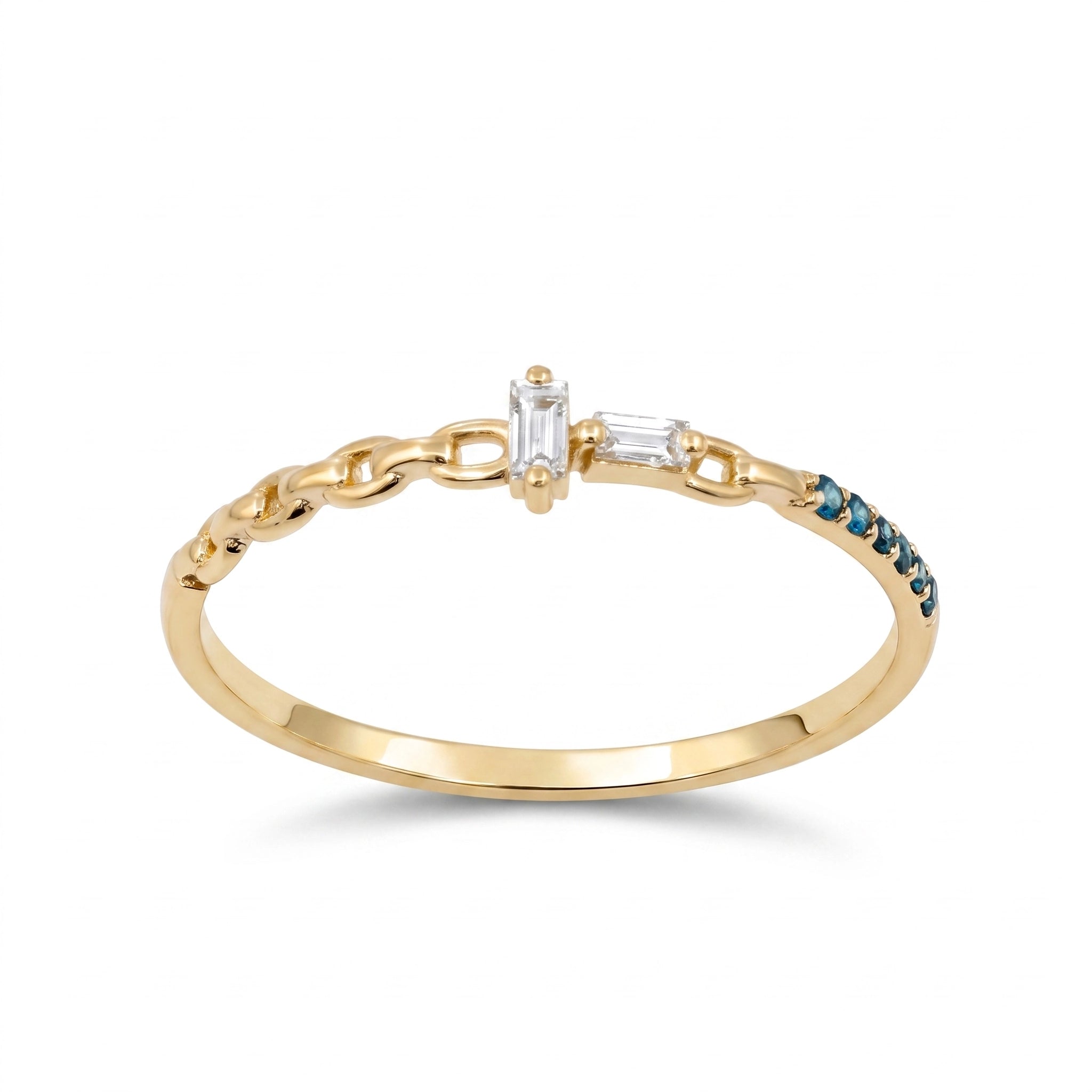 0,11 Karat Pırlanta Yüzük "Mavi Topaz Perestiş", F Renk SI - Venta Jewelry