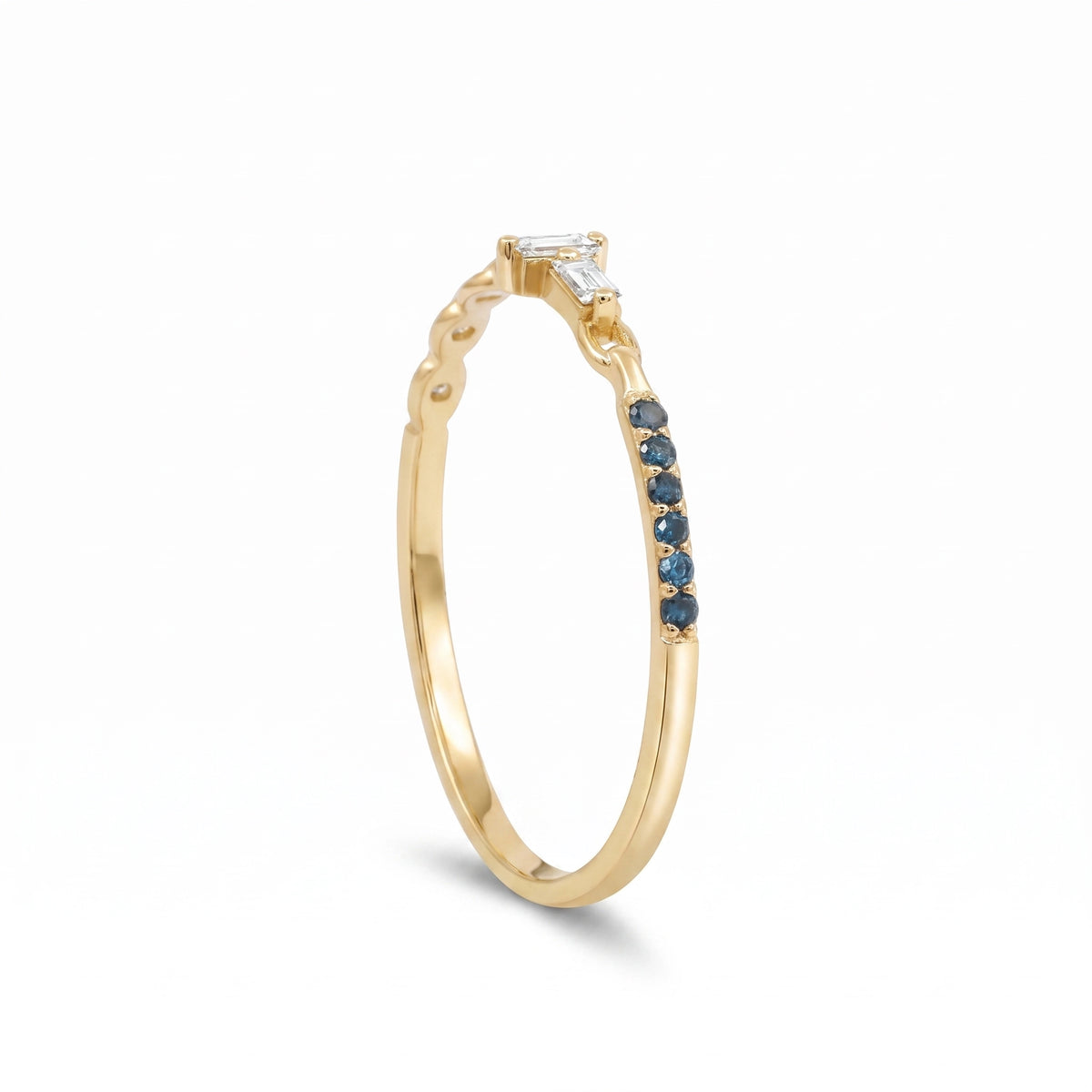 0,11 Karat Pırlanta Yüzük "Mavi Topaz Perestiş", F Renk SI - Venta Jewelry
