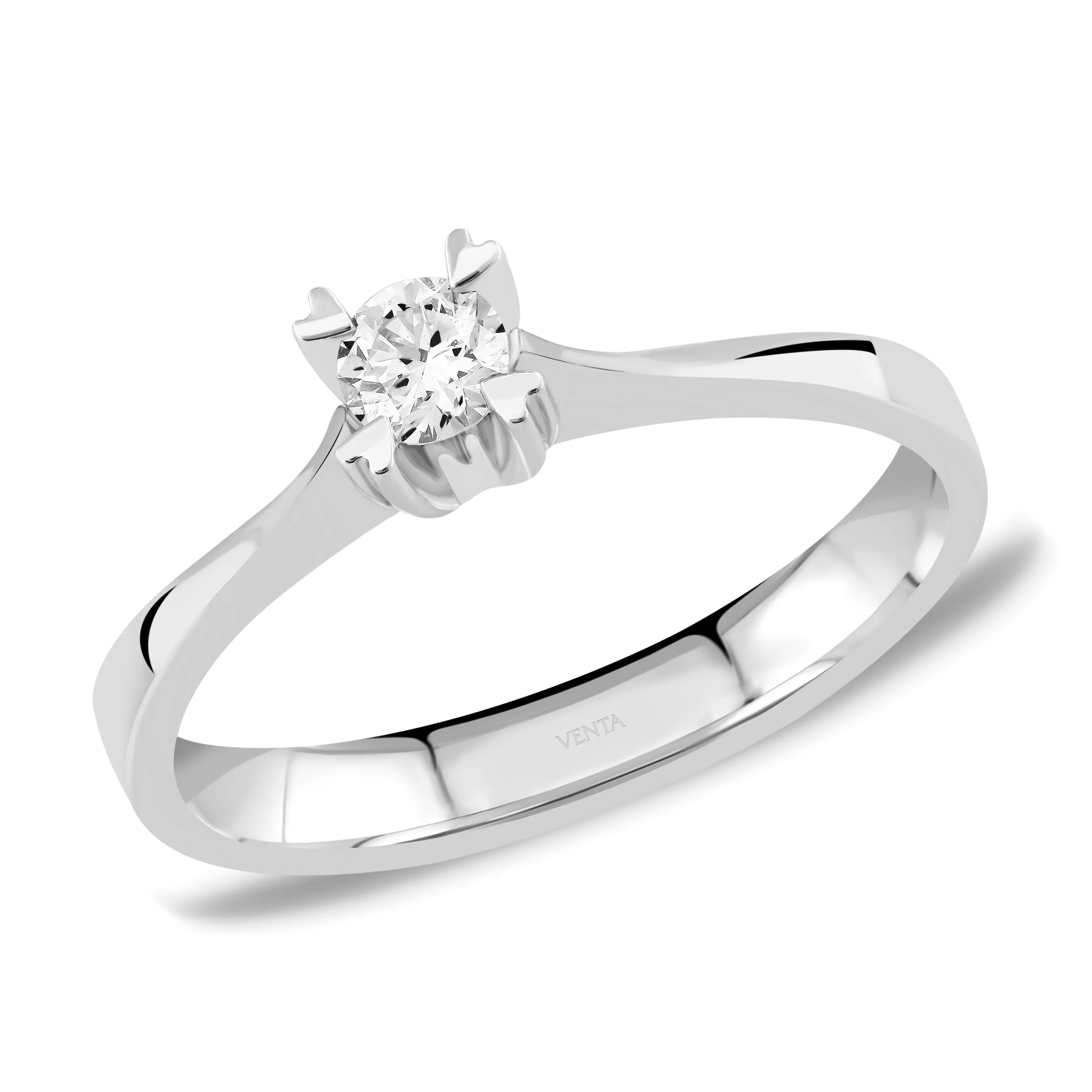 HRD Sertifikalı 0,20 Karat E Renk Tektaş Pırlanta Yüzük "Kalp", E Renk SI1 - Venta Jewelry