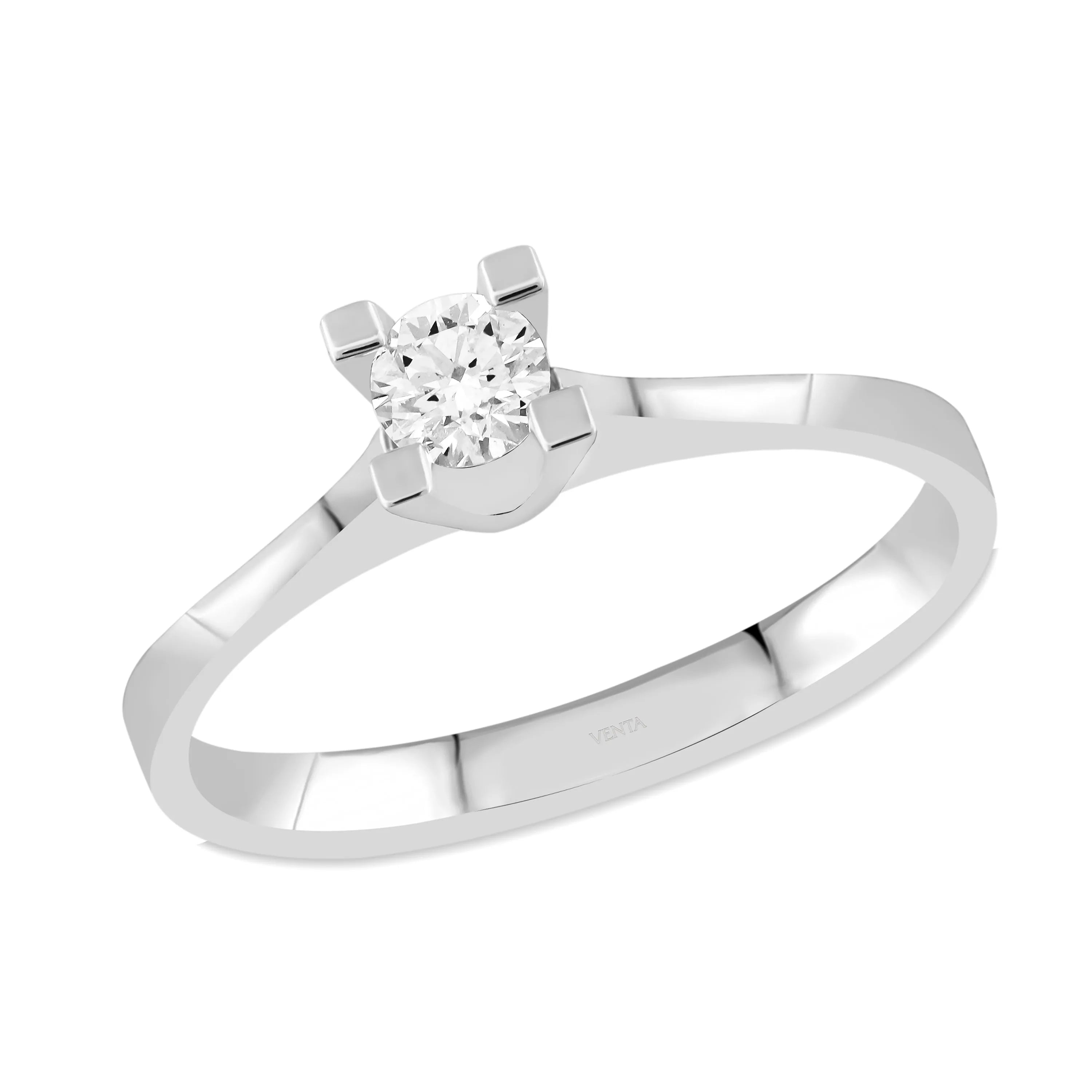 HRD Sertifikalı 0,20 Karat Tektaş Pırlanta Yüzük "Liya", F Renk SI2 - Venta Jewelry