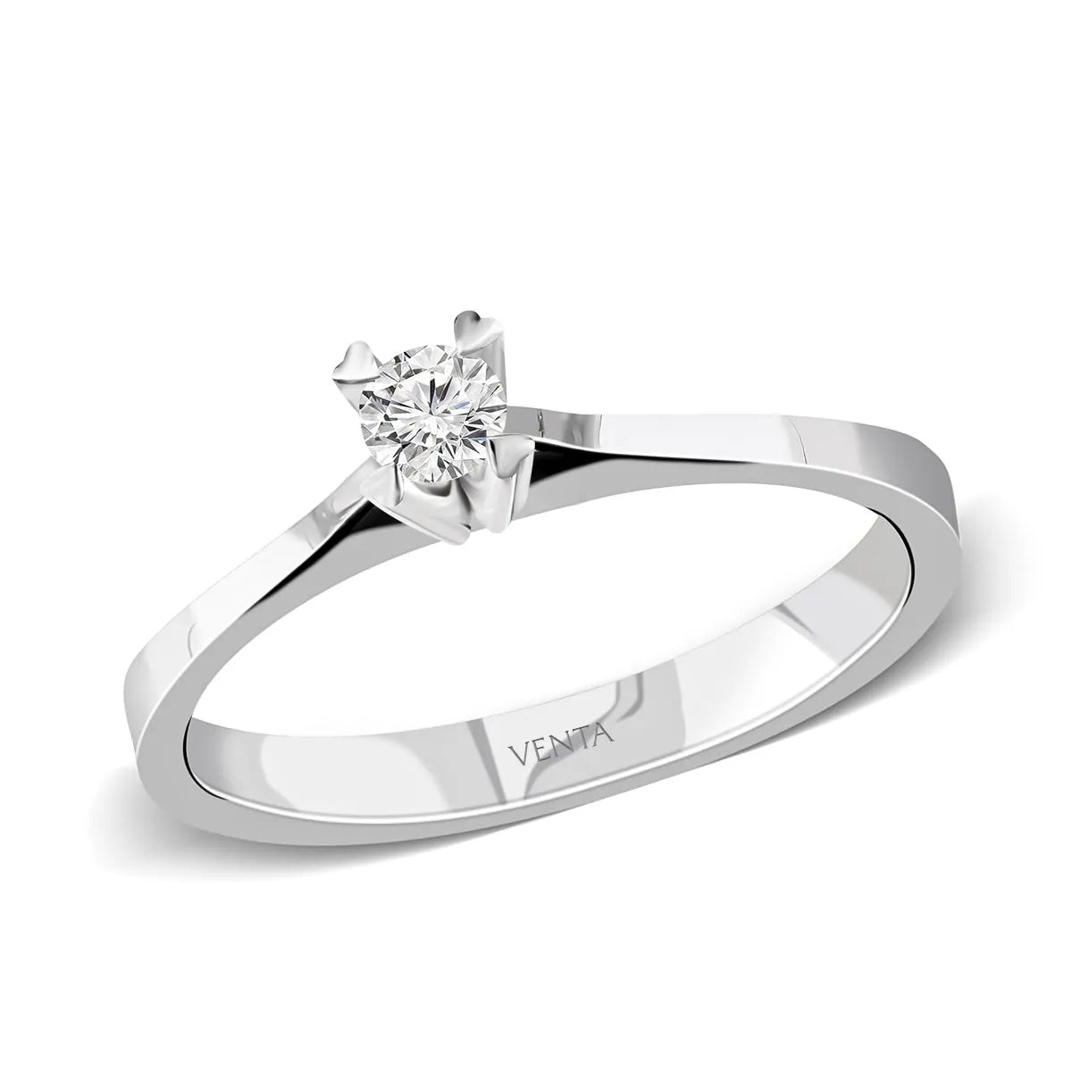 HRD Sertifikalı 0,30 Karat F Renk Tektaş Pırlanta Yüzük "Kalp", F Renk SI1 - Venta Jewelry
