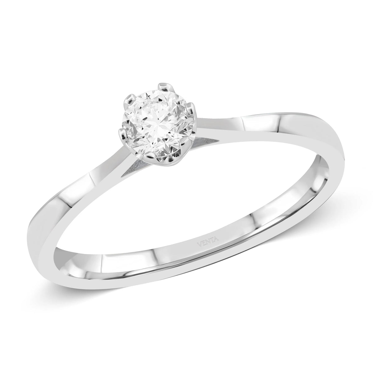 HRD Sertifikalı 0,30 Karat F Renk Tektaş Pırlanta Yüzük, F Renk SI1 - Venta Jewelry
