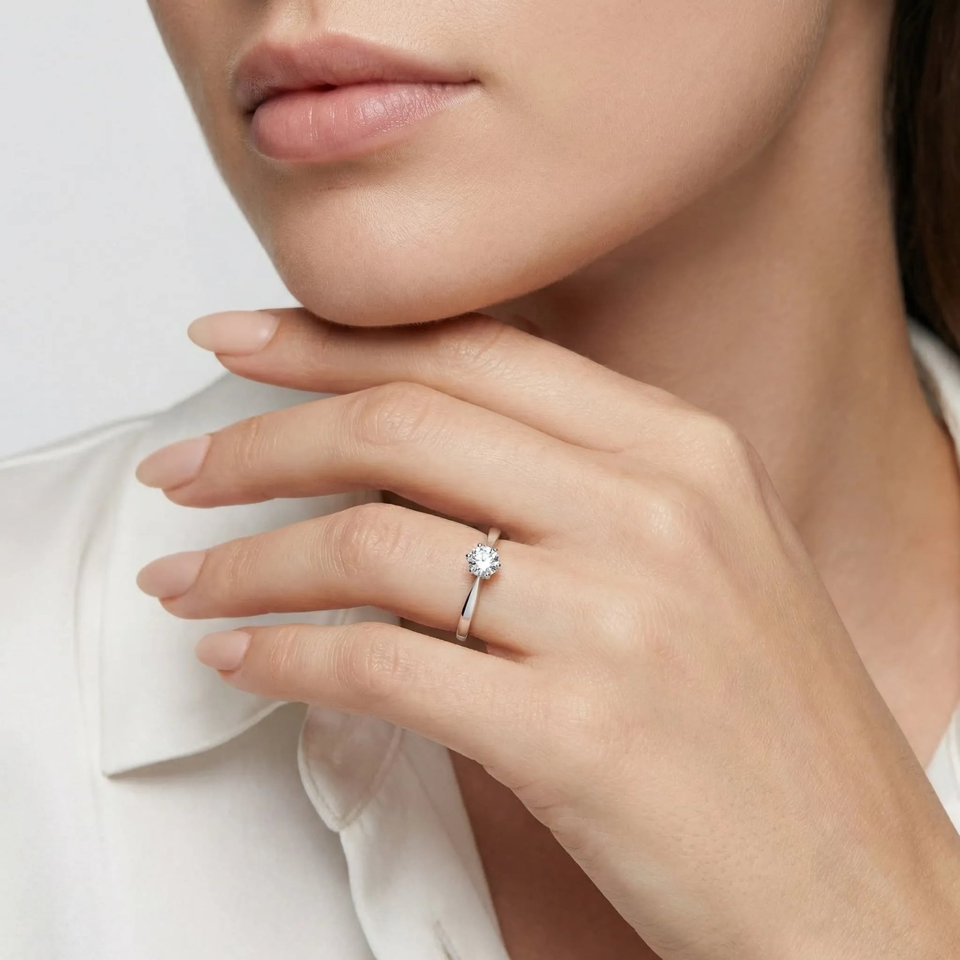 HRD Sertifikalı 0,30 Karat F Renk Tektaş Pırlanta Yüzük, F Renk SI1 - Venta Jewelry
