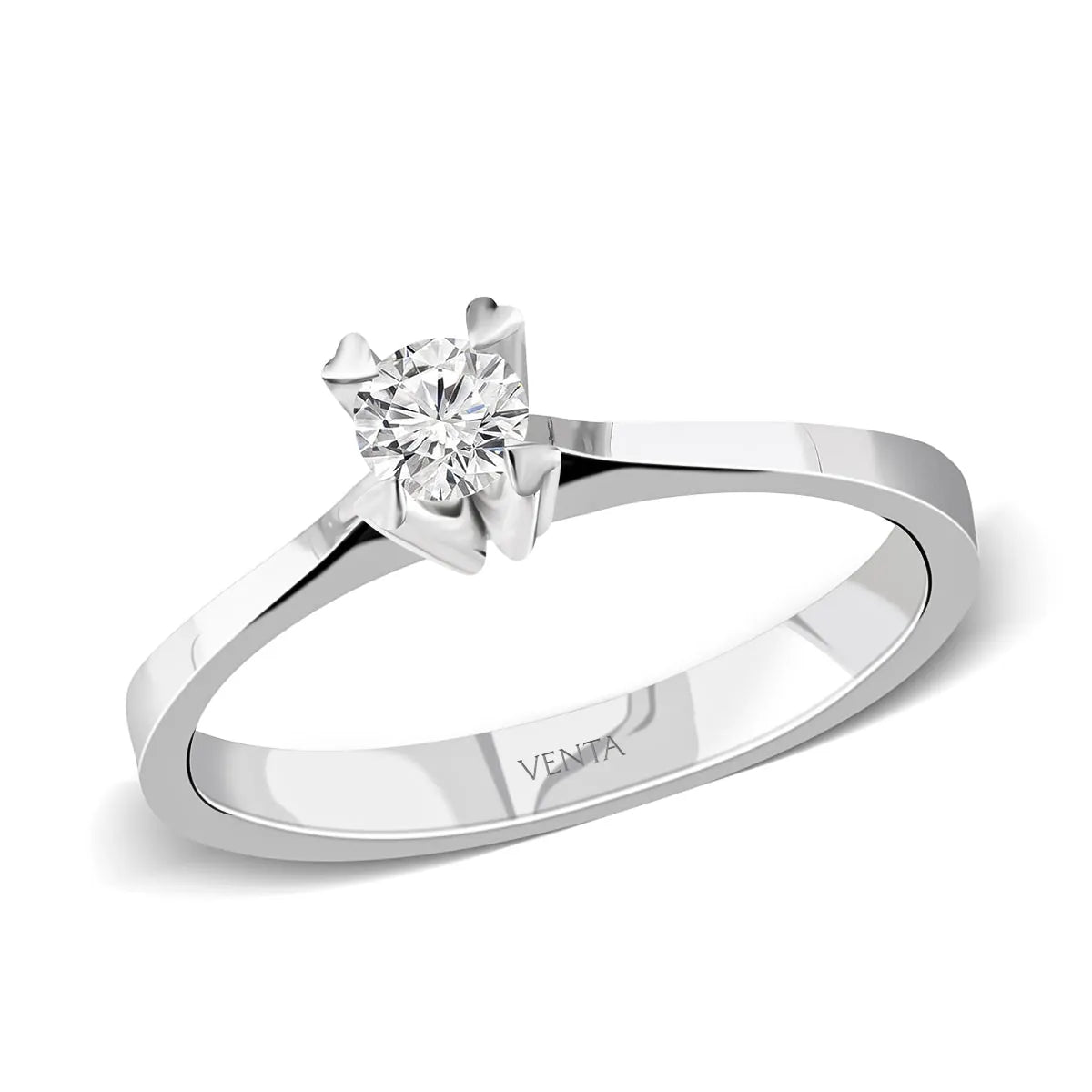 HRD Sertifikalı 0,40 Karat E Renk Tektaş Pırlanta Yüzük "Kalp", E Renk SI1 - Venta Jewelry