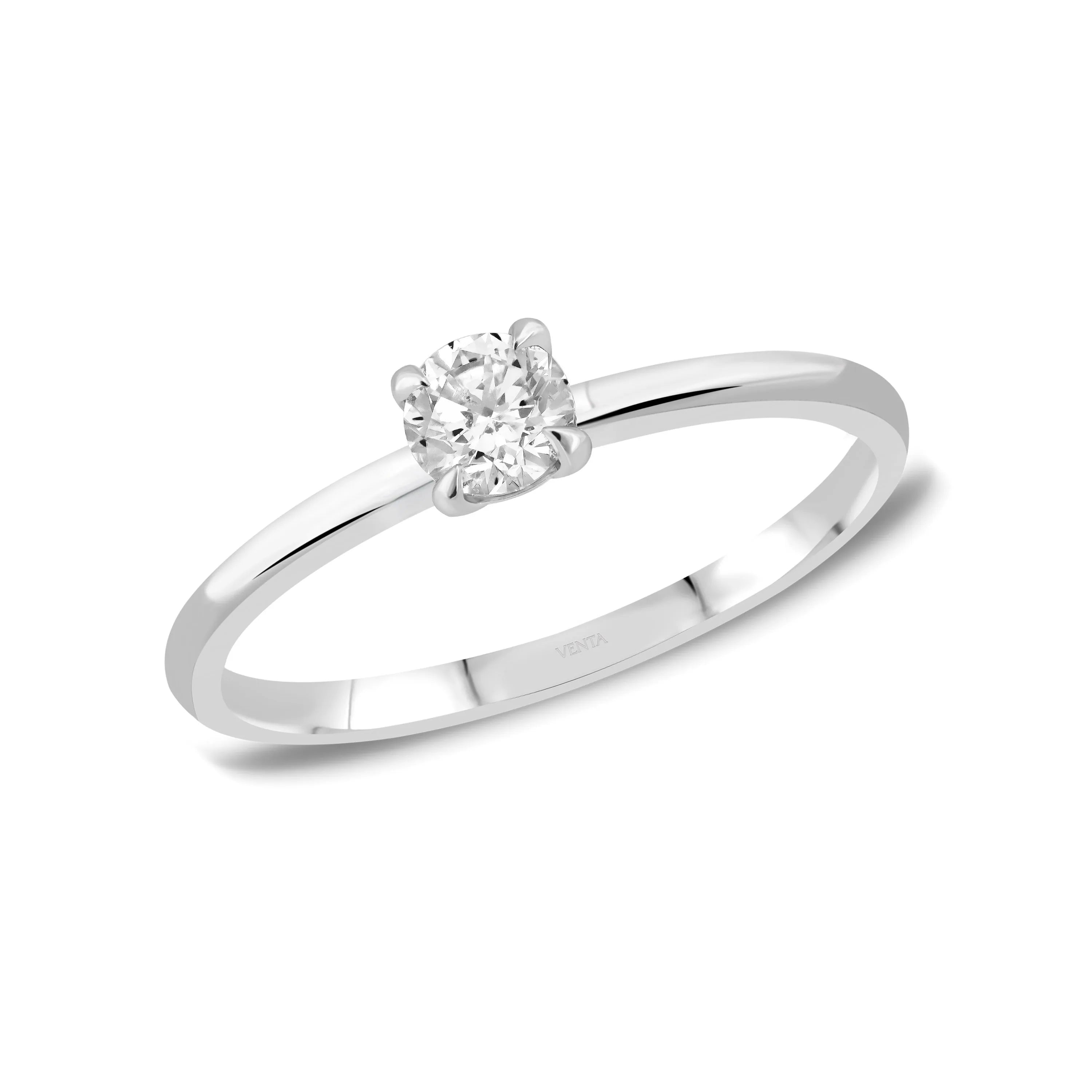Hrd Sertifikalı 0,40 Karat F Renk Tektaş Pırlanta Yüzük, F Renk SI2 - Venta Jewelry