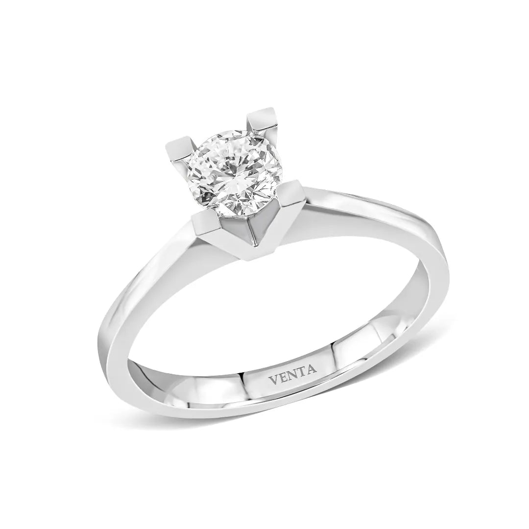 HRD Sertifikalı 0,40 Karat Tektaş Pırlanta Yüzük "Liya", D Renk SI1 - Venta Jewelry
