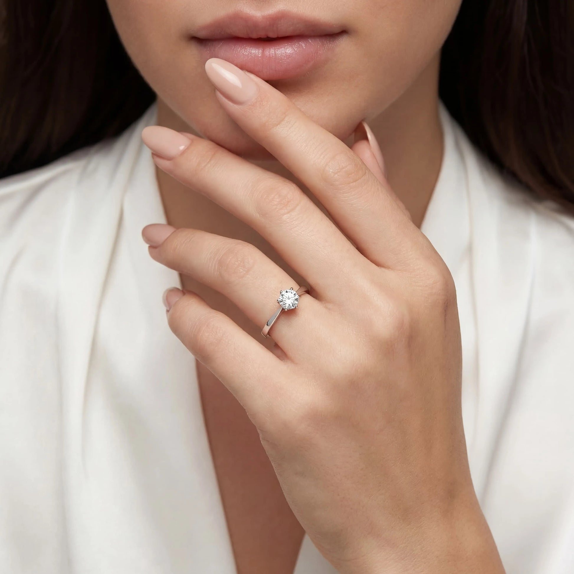 HRD Sertifikalı 0,50 Karat F Renk Tektaş Pırlanta Yüzük, F Renk SI1 - Venta Jewelry
