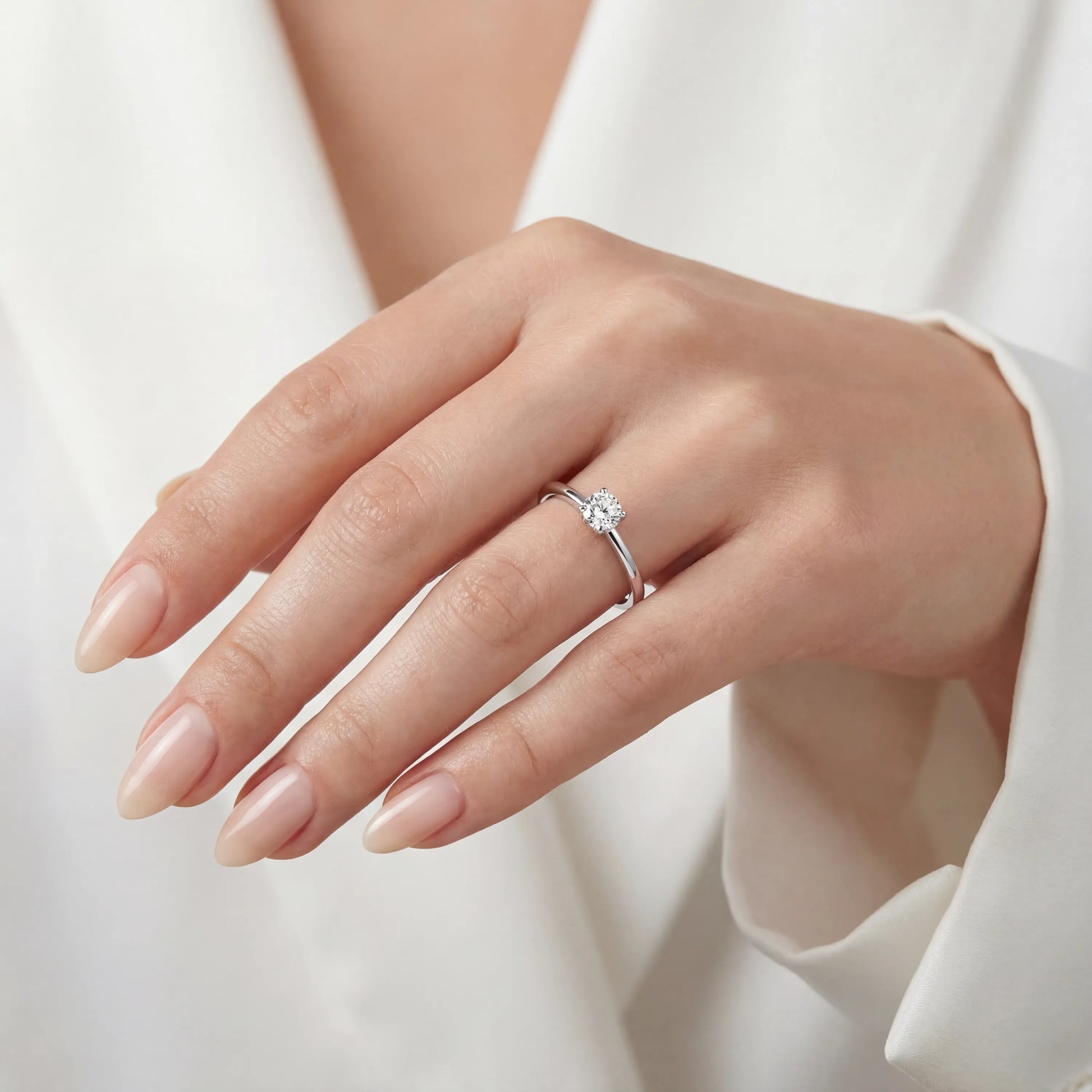 Hrd Sertifikalı 0,50 Karat G Renk Tektaş Pırlanta Yüzük, G Renk VS2 - Venta Jewelry

