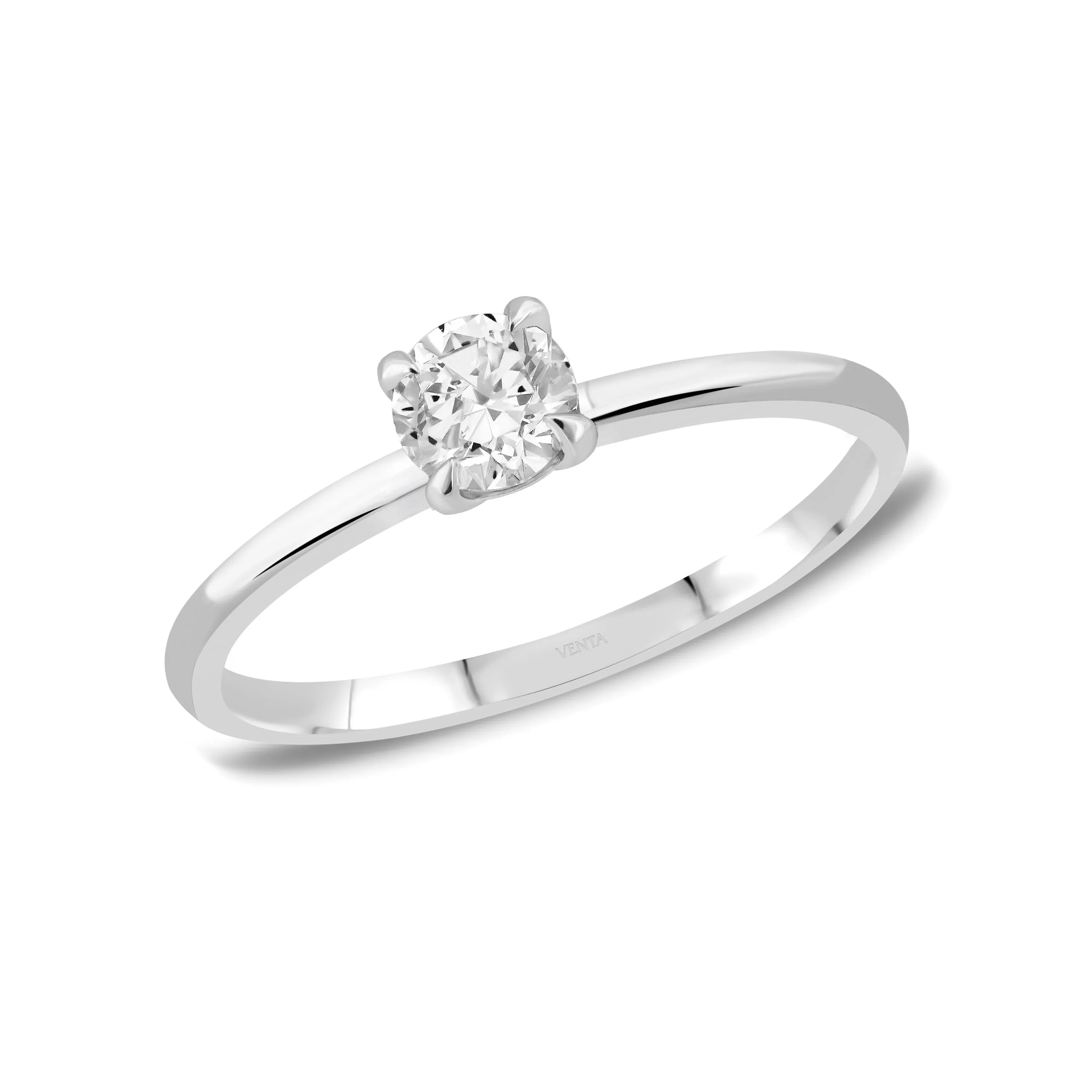 Hrd Sertifikalı 0,50 Karat G Renk Tektaş Pırlanta Yüzük, G Renk VS2 - Venta Jewelry
