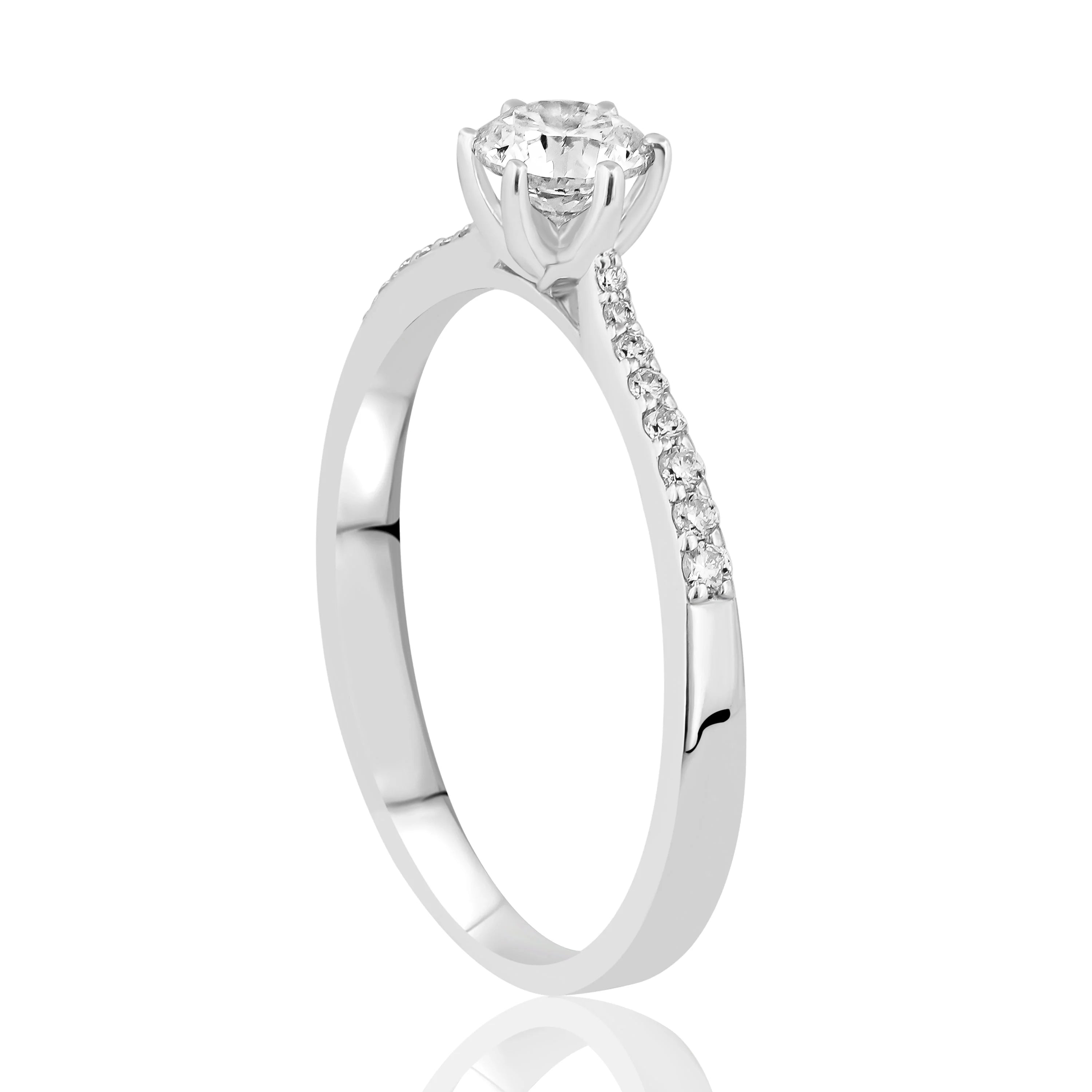 HRD Sertifikalı 0,50 Karat Kolu Taşlı Tektaş Pırlanta Yüzük - Venta Jewelry