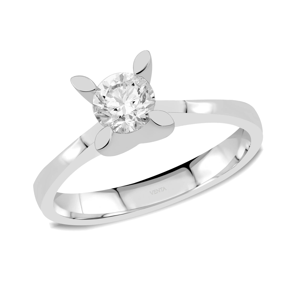 HRD Sertifikalı 0,50 Karat Tektaş Pırlanta Yüzük "Badem", E Renk SI1 - Venta Jewelry
