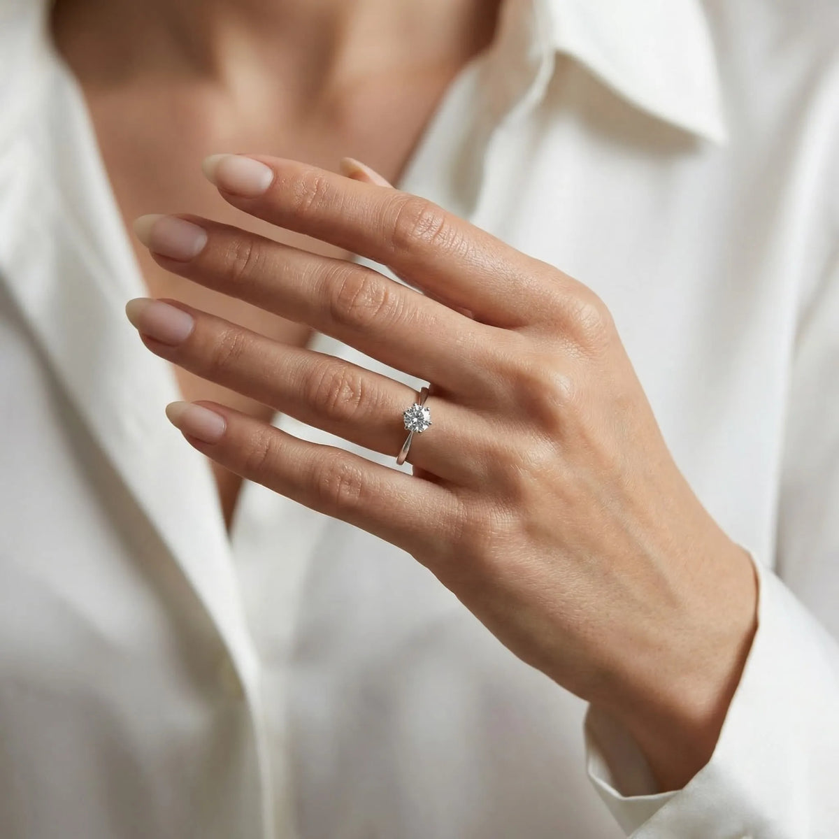 HRD Sertifikalı 0,60 Karat G Renk Tektaş Pırlanta Yüzük, G Renk SI2 - Venta Jewelry
