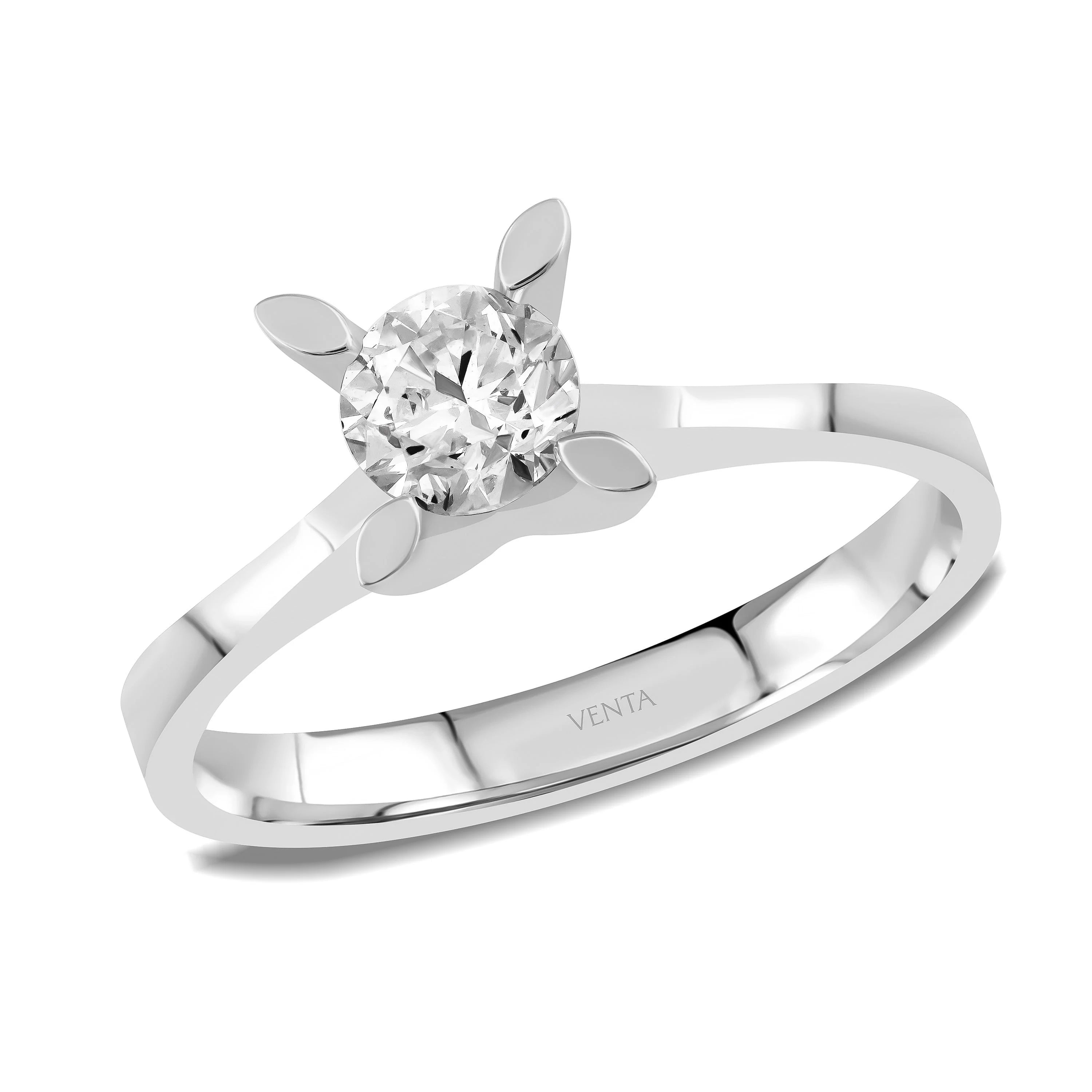HRD Sertifikalı 0,60 Karat Tektaş Pırlanta Yüzük "Badem" - Venta Jewelry