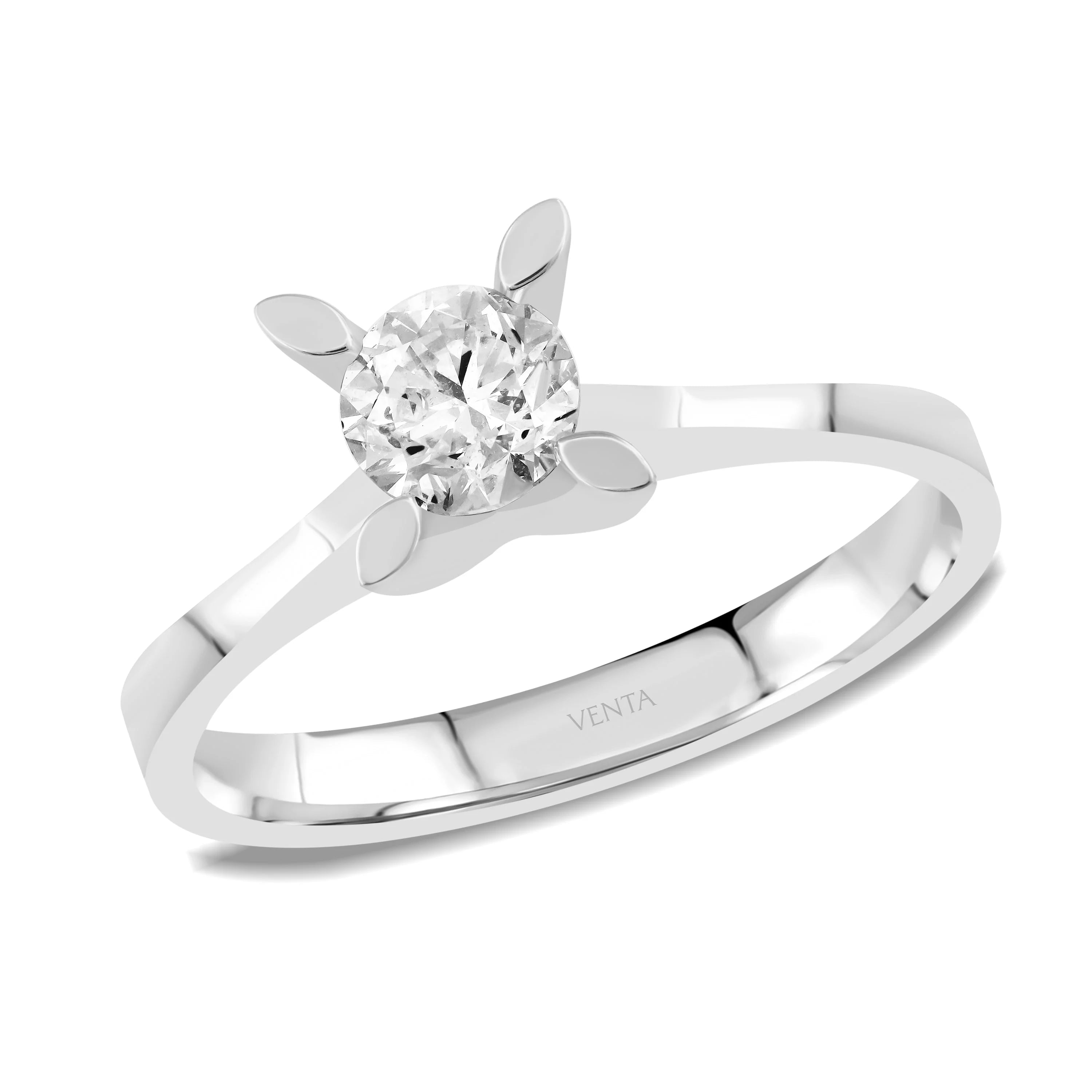 HRD Sertifikalı 0,60 Karat Tektaş Pırlanta Yüzük "Badem" - Venta Jewelry