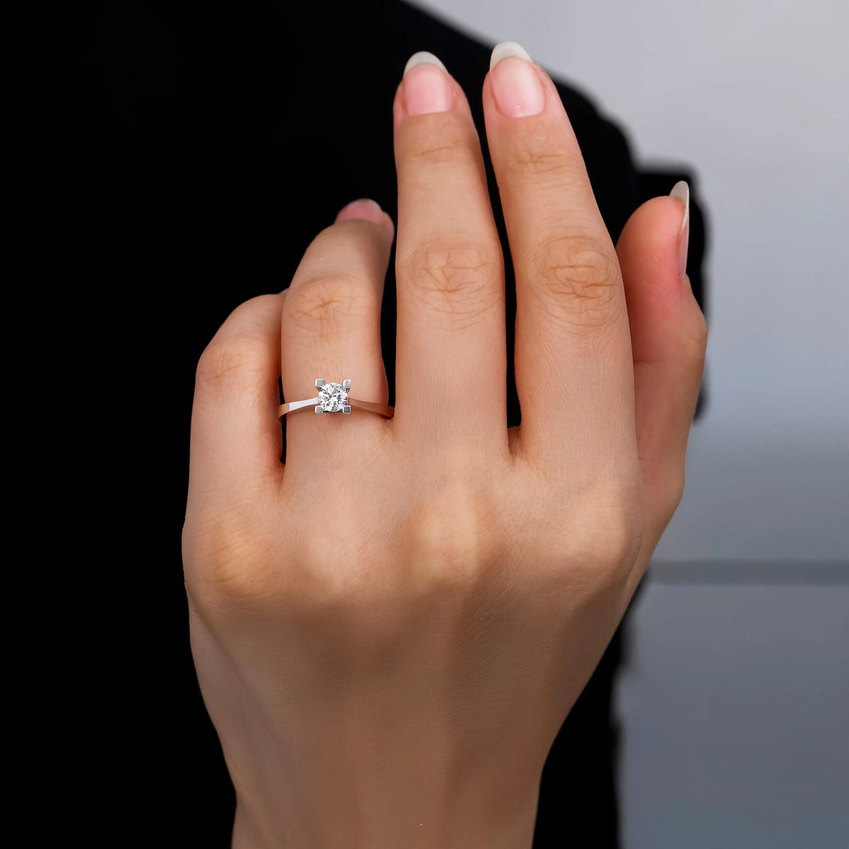 HRD Sertifikalı 0,60 Karat Tektaş Pırlanta Yüzük "Liya", F Renk SI2 - Venta Jewelry
