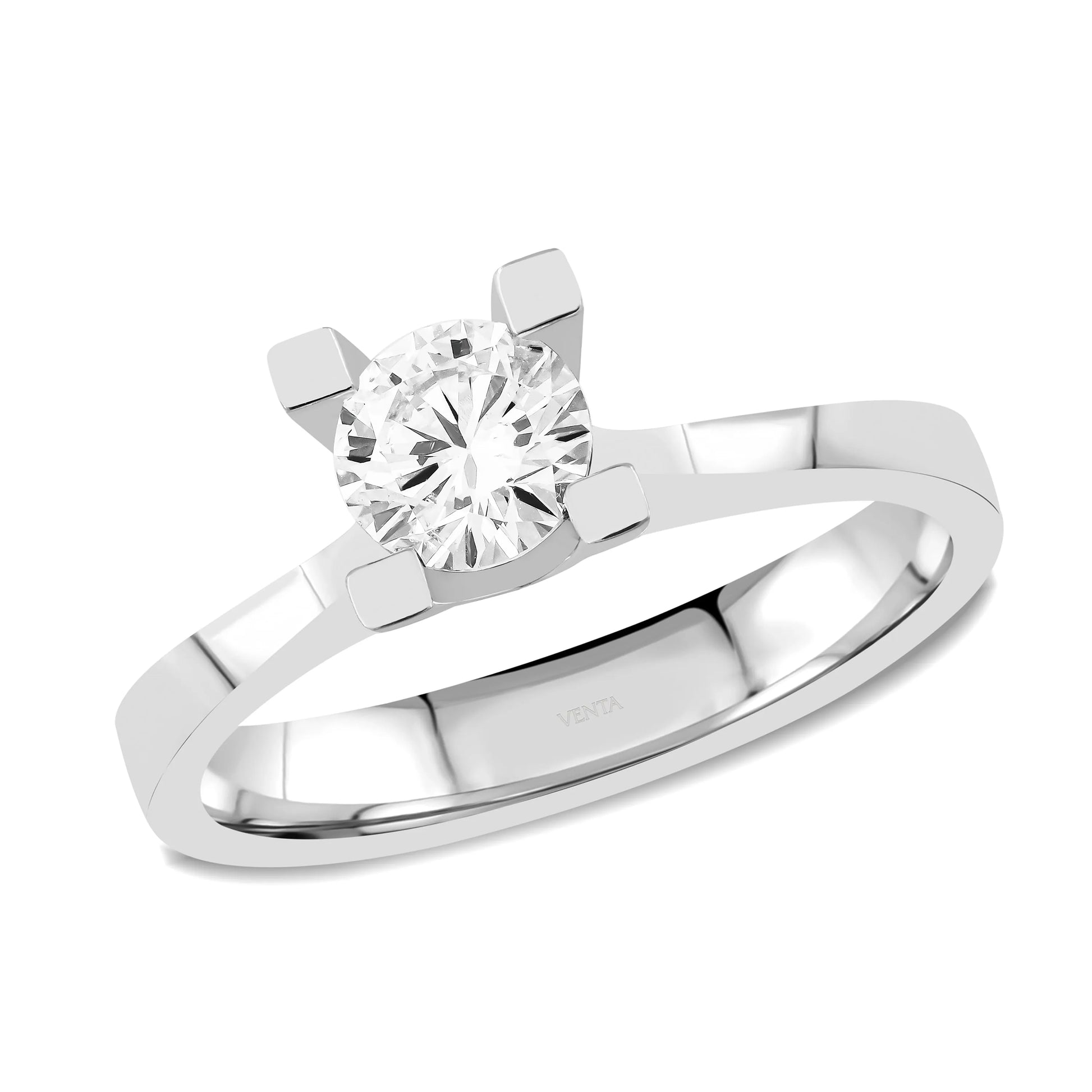 HRD Sertifikalı 0,60 Karat Tektaş Pırlanta Yüzük "Liya", F Renk SI2 - Venta Jewelry
