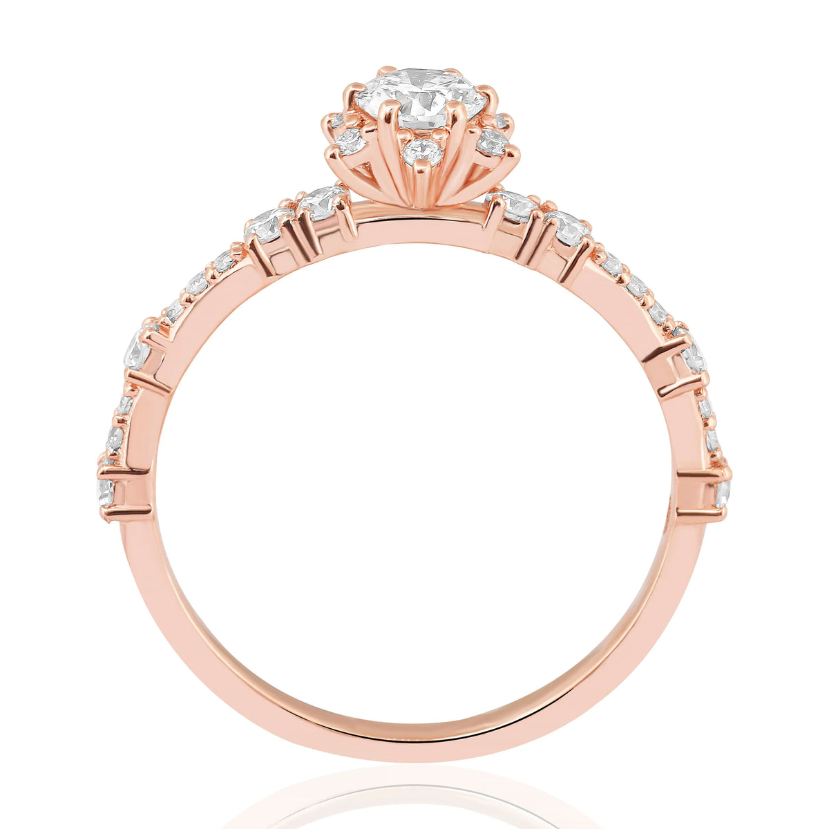 HRD Sertifikalı 0,67 Karat Tasarım Lotus Tektaş Pırlanta Yüzük, F Renk SI - Venta Jewelry
