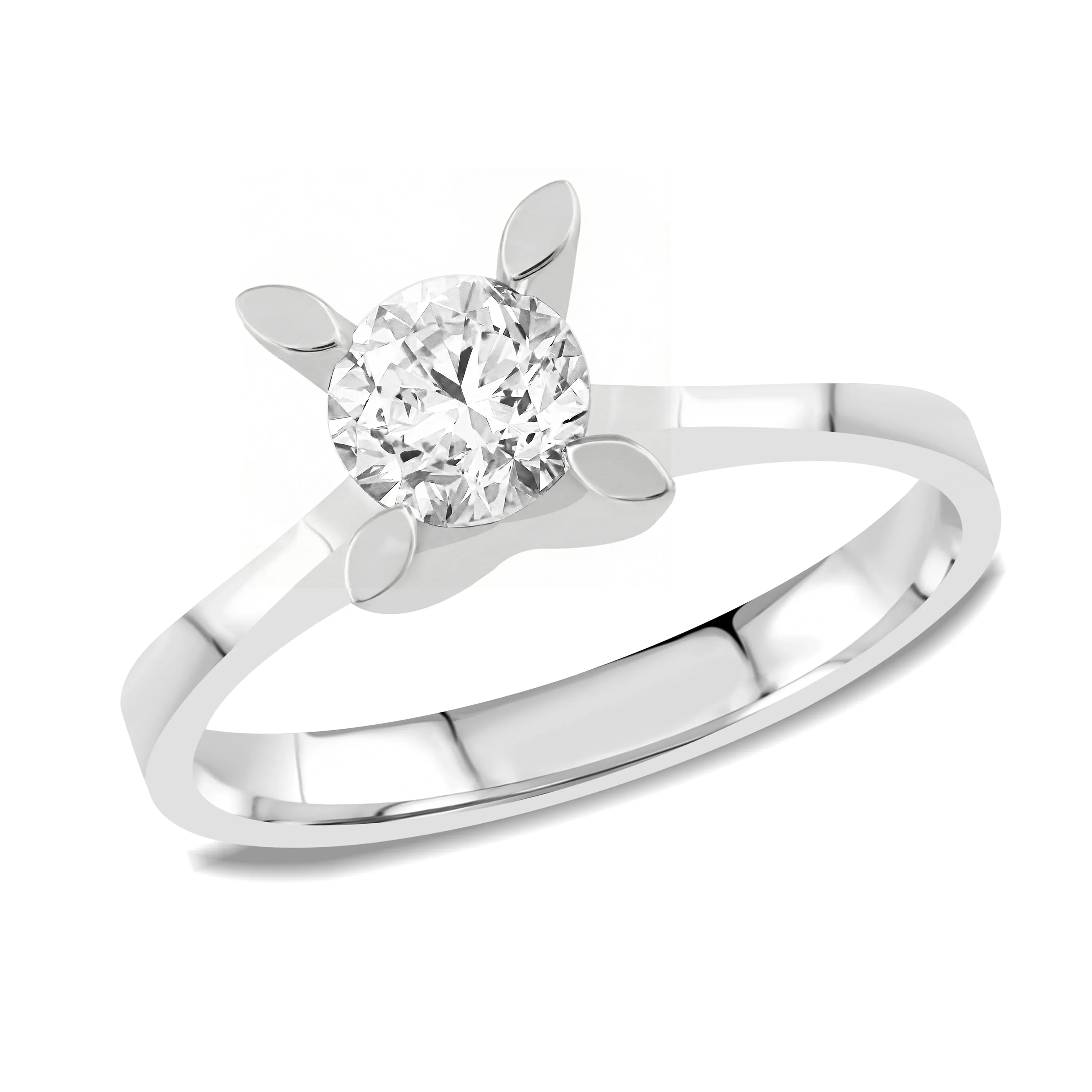 HRD Sertifikalı 0,70 Karat D Renk Tektaş Pırlanta Yüzük "Badem", D Renk SI2 - Venta Jewelry